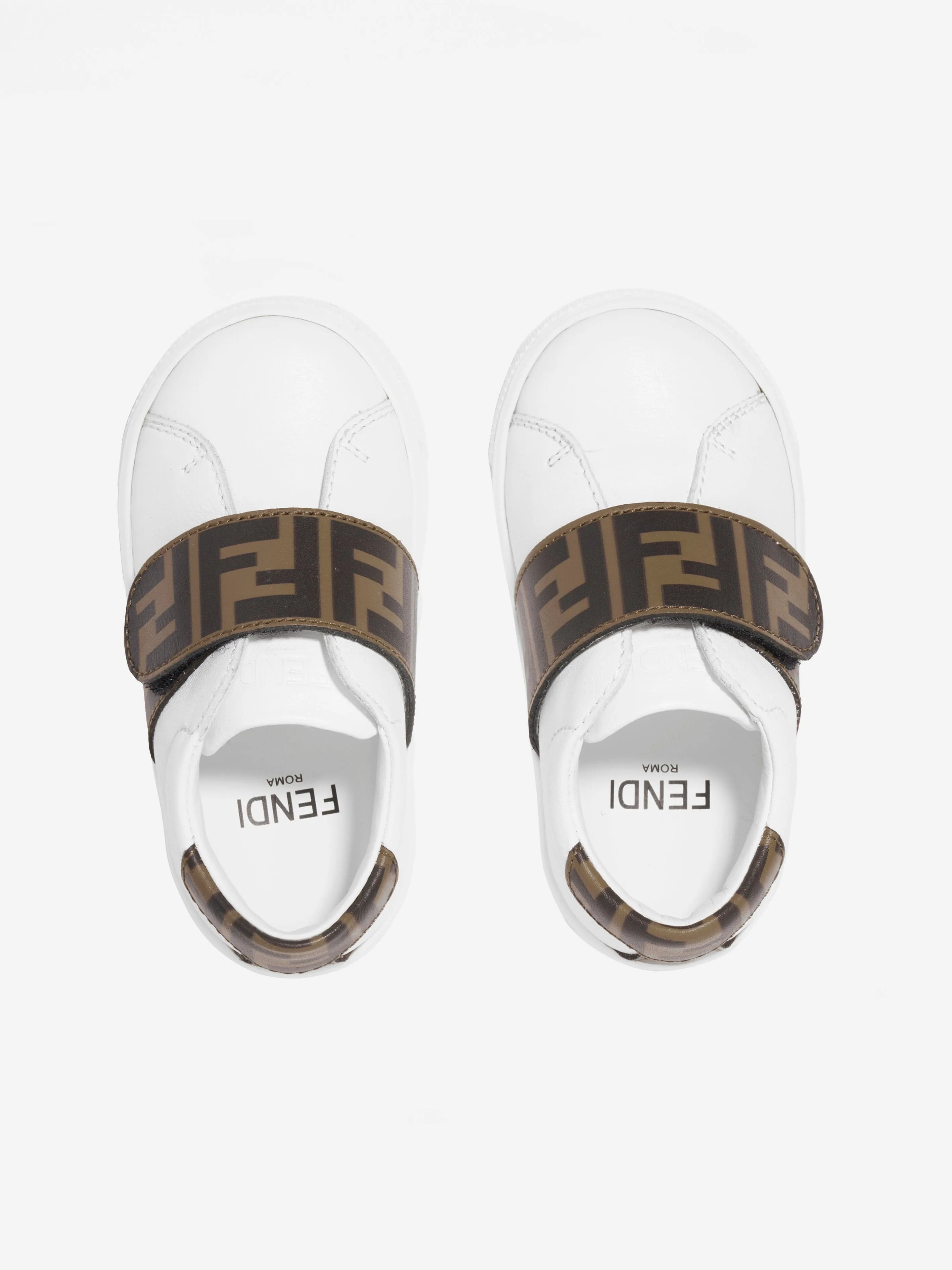 Baskets en cuir Fendi Kids à logo blanc