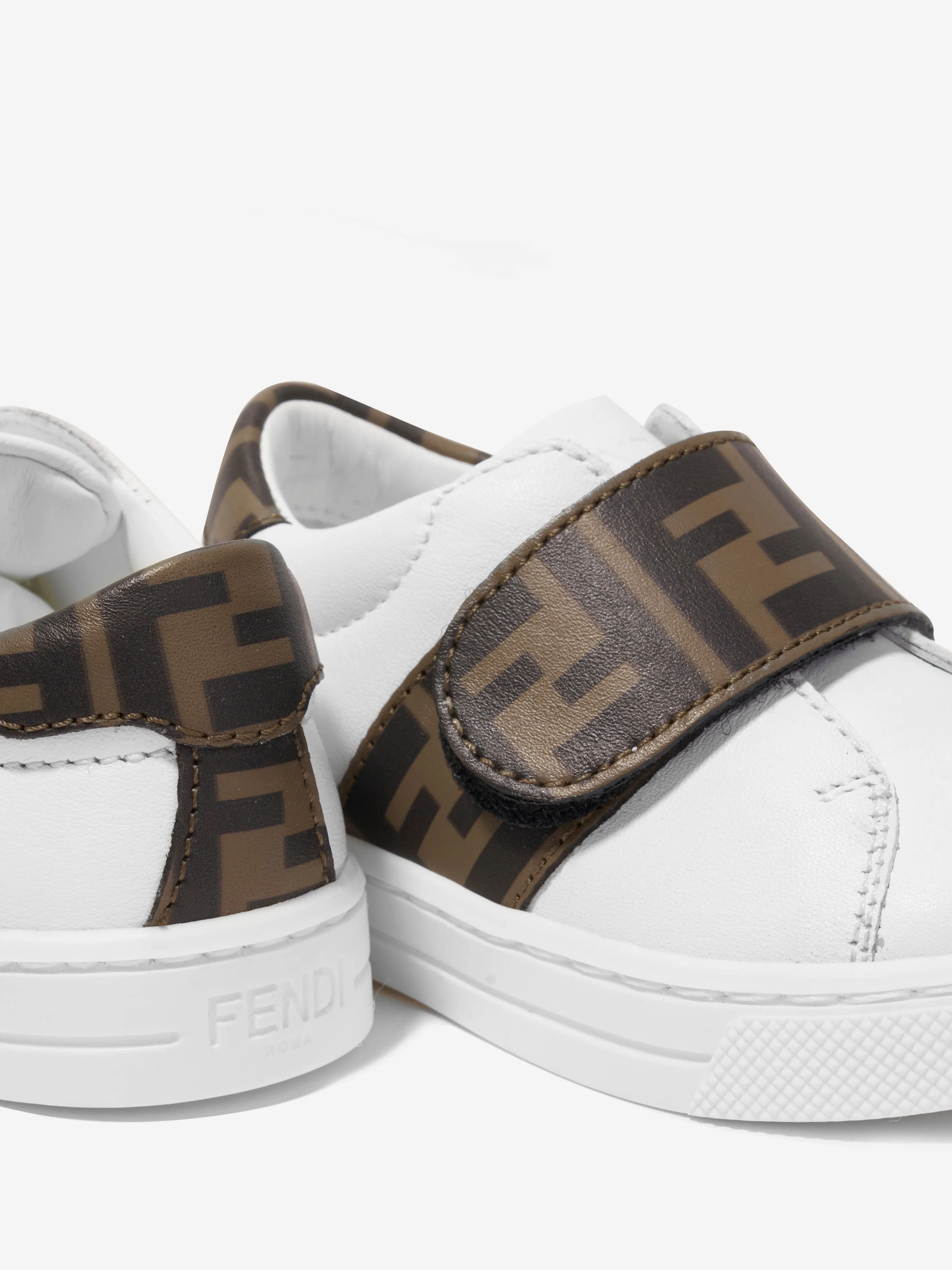 Baskets en cuir Fendi Kids à logo blanc