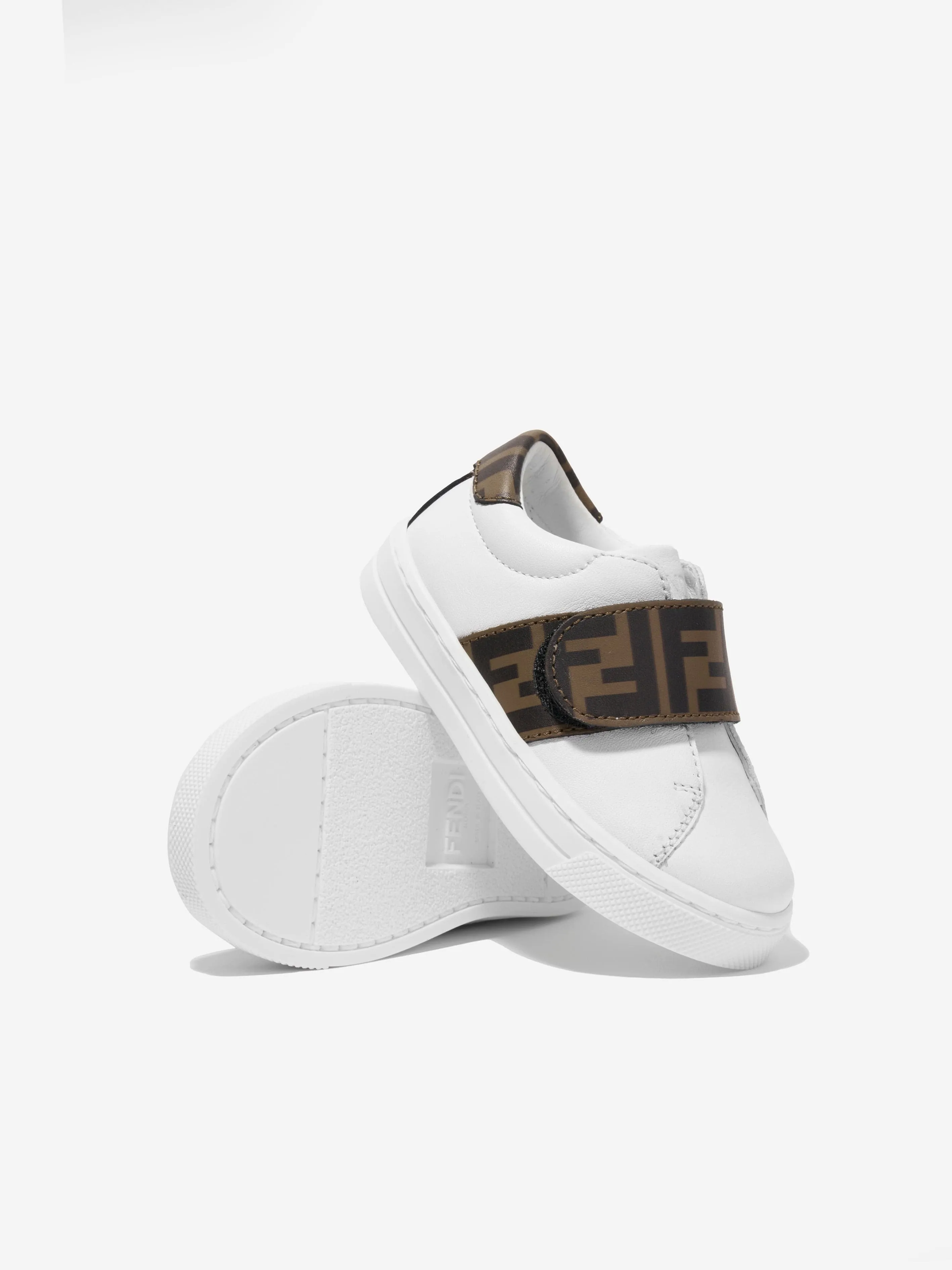 Baskets en cuir Fendi Kids avec logo en blanc