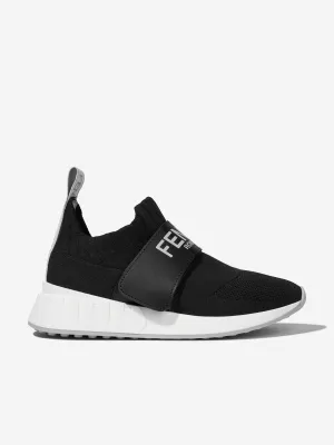 Fendi Kids Logo Slip On Trainers en Noir