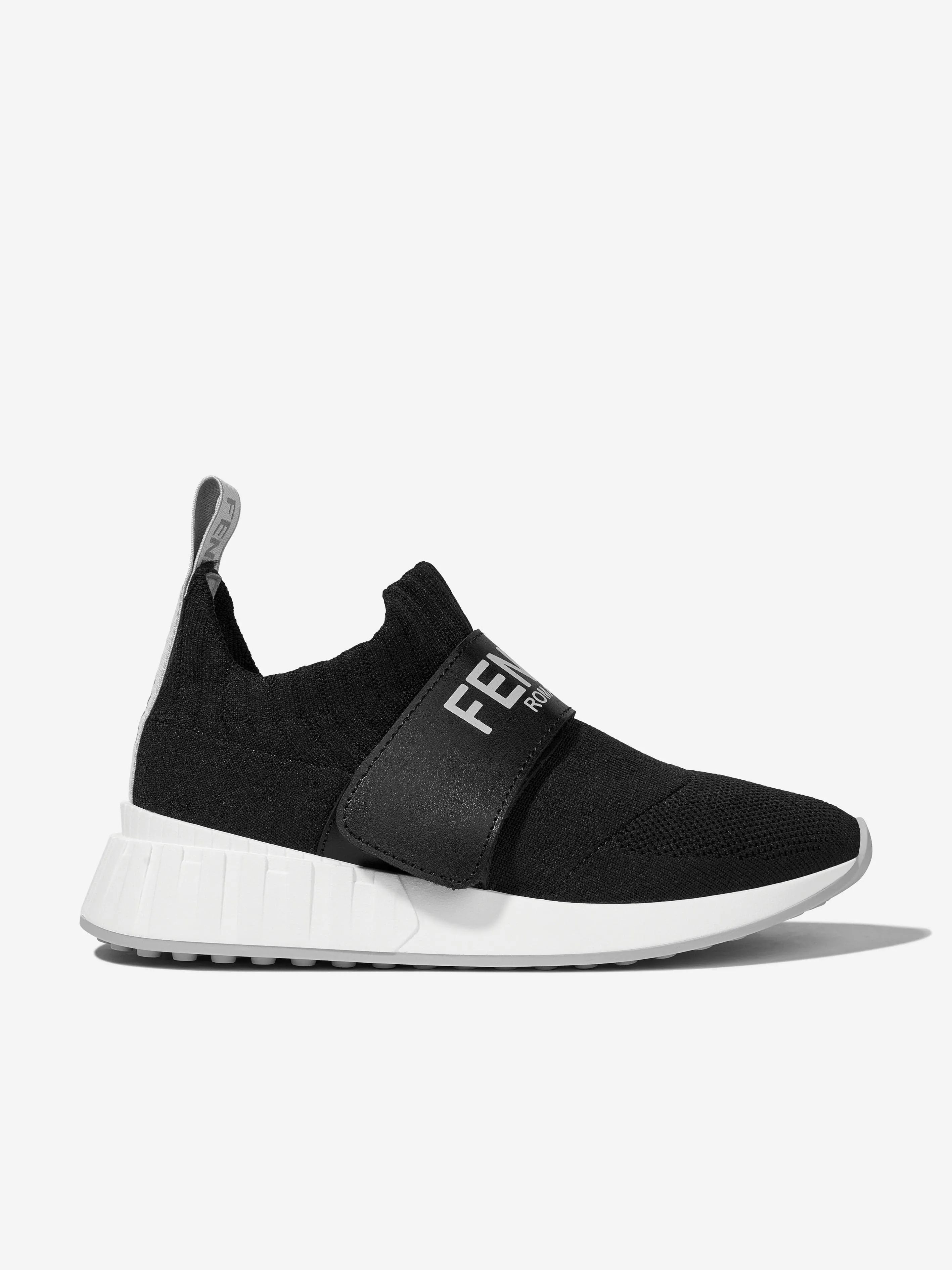 Fendi Kids Logo Slip On Trainers en Noir