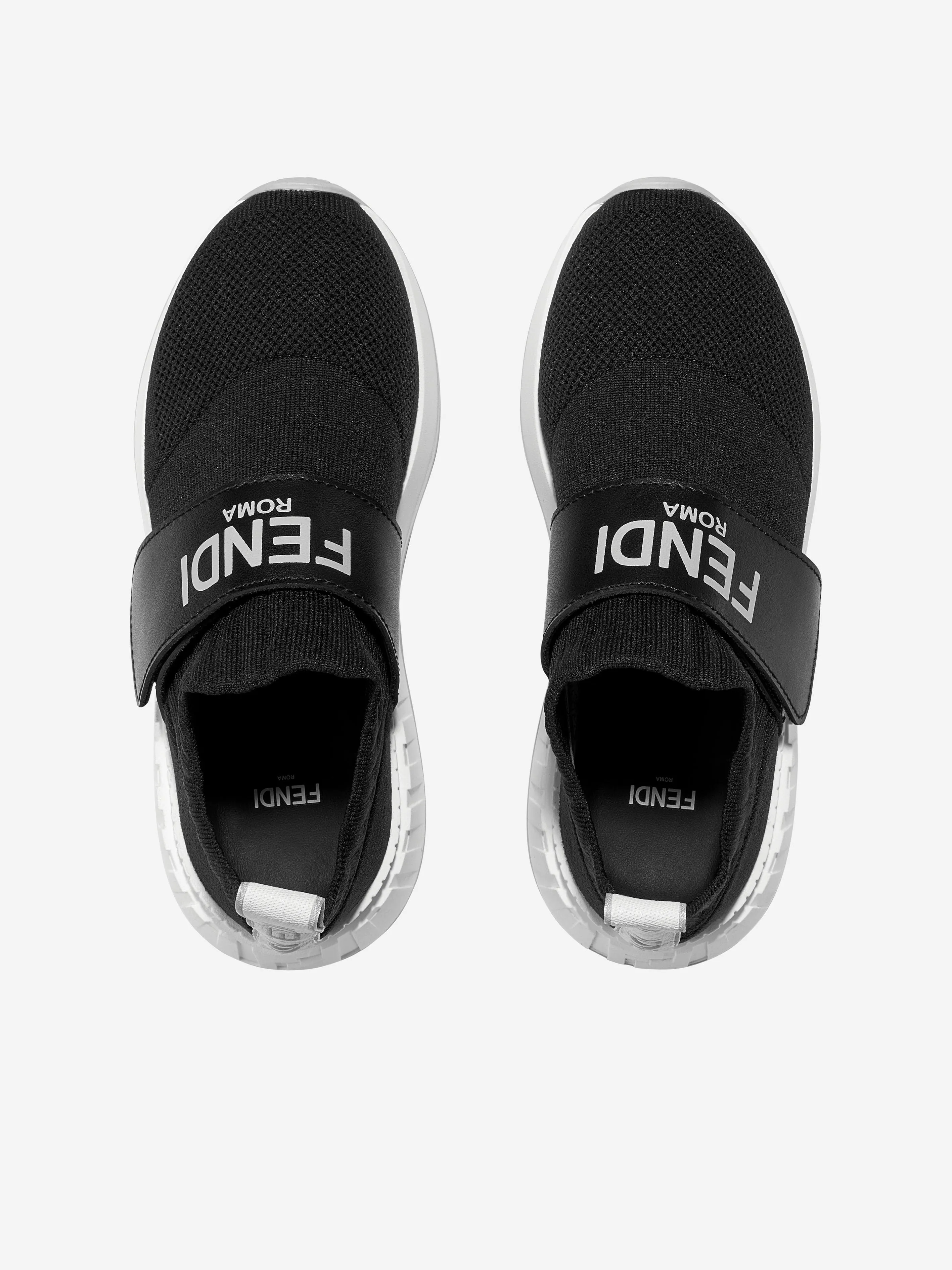 Fendi Kids Logo Slip On Trainers en Noir