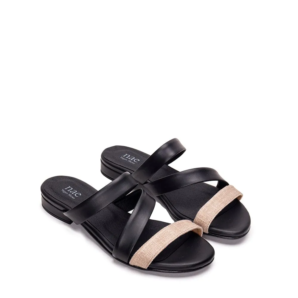 Sandales Femmes Finna en Simili-Cuir de Pomme Vegan | Noir