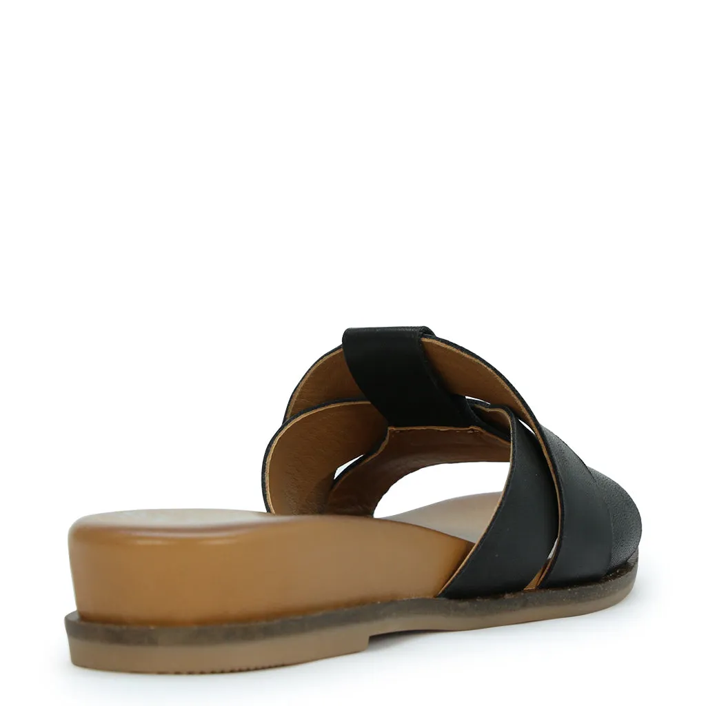 SANDALES SLIDE EN CUIR FLAMME