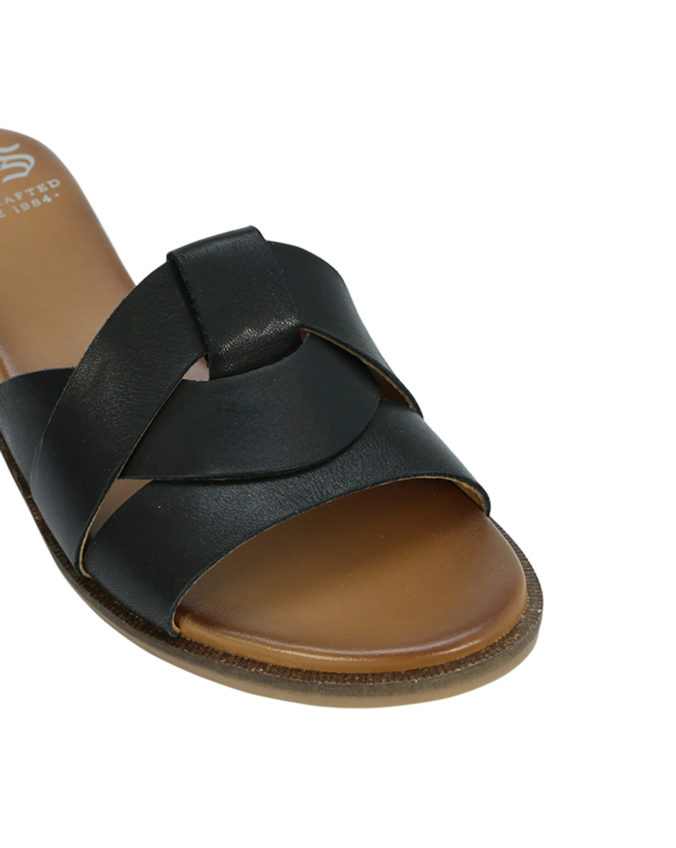 SANDALES SLIDE EN CUIR FLAMME
