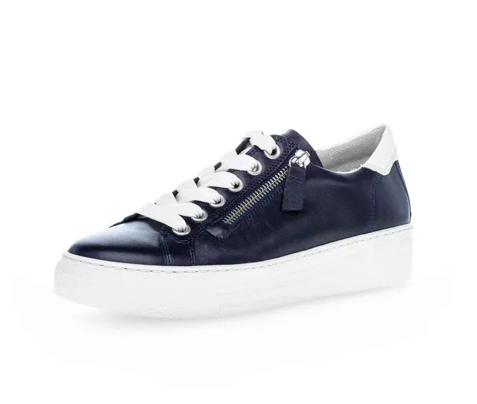 Chaussures de sport Gabor Platform à large ajustement avec fermeture éclair en bleu marine