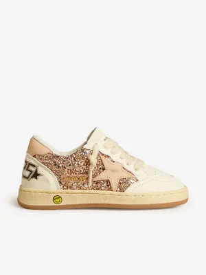 Chaussures de sport Ballstar pailletées et en cuir pour filles en rose