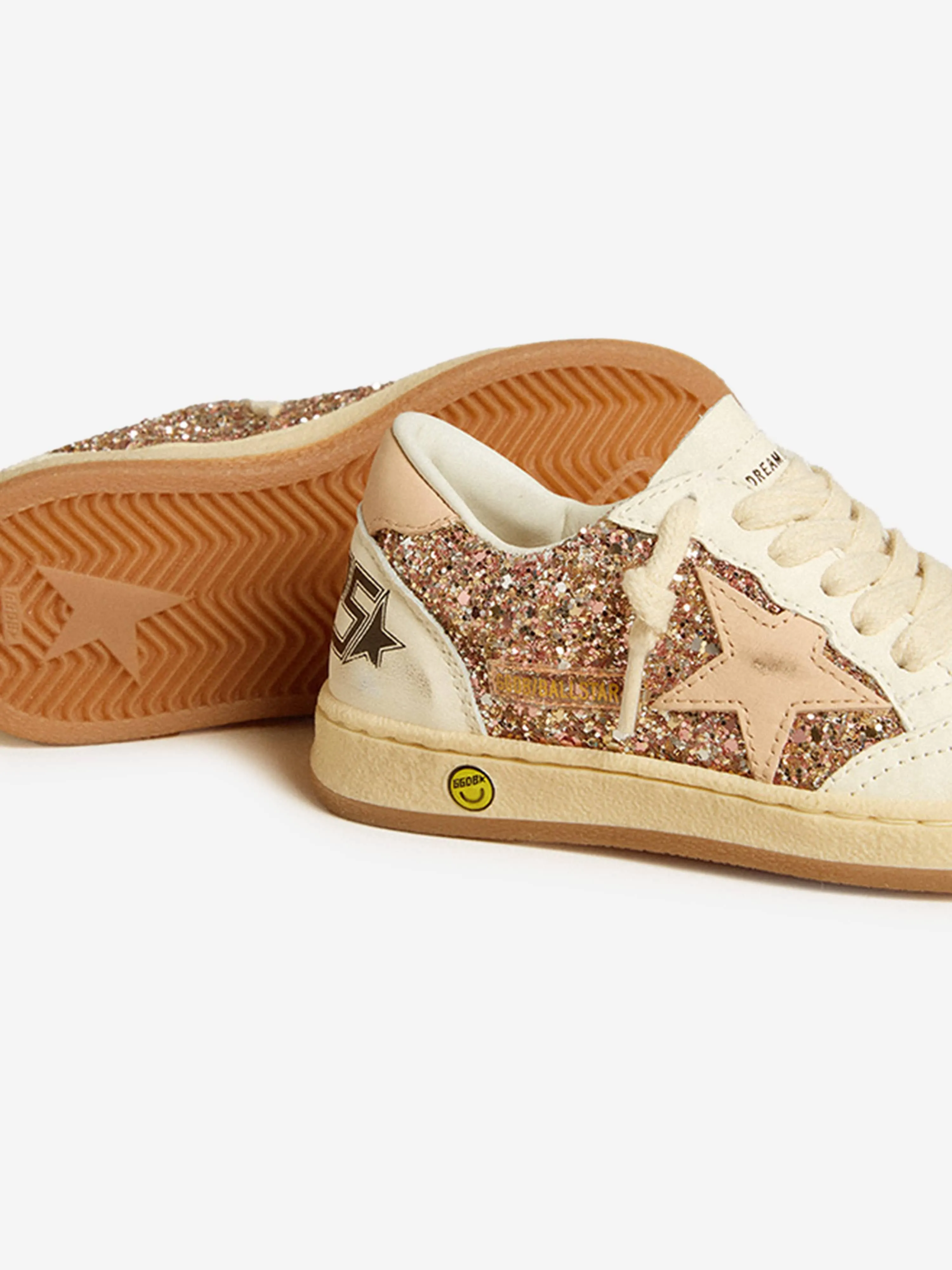 Chaussures de sport Ballstar pailletées et en cuir pour filles en rose
