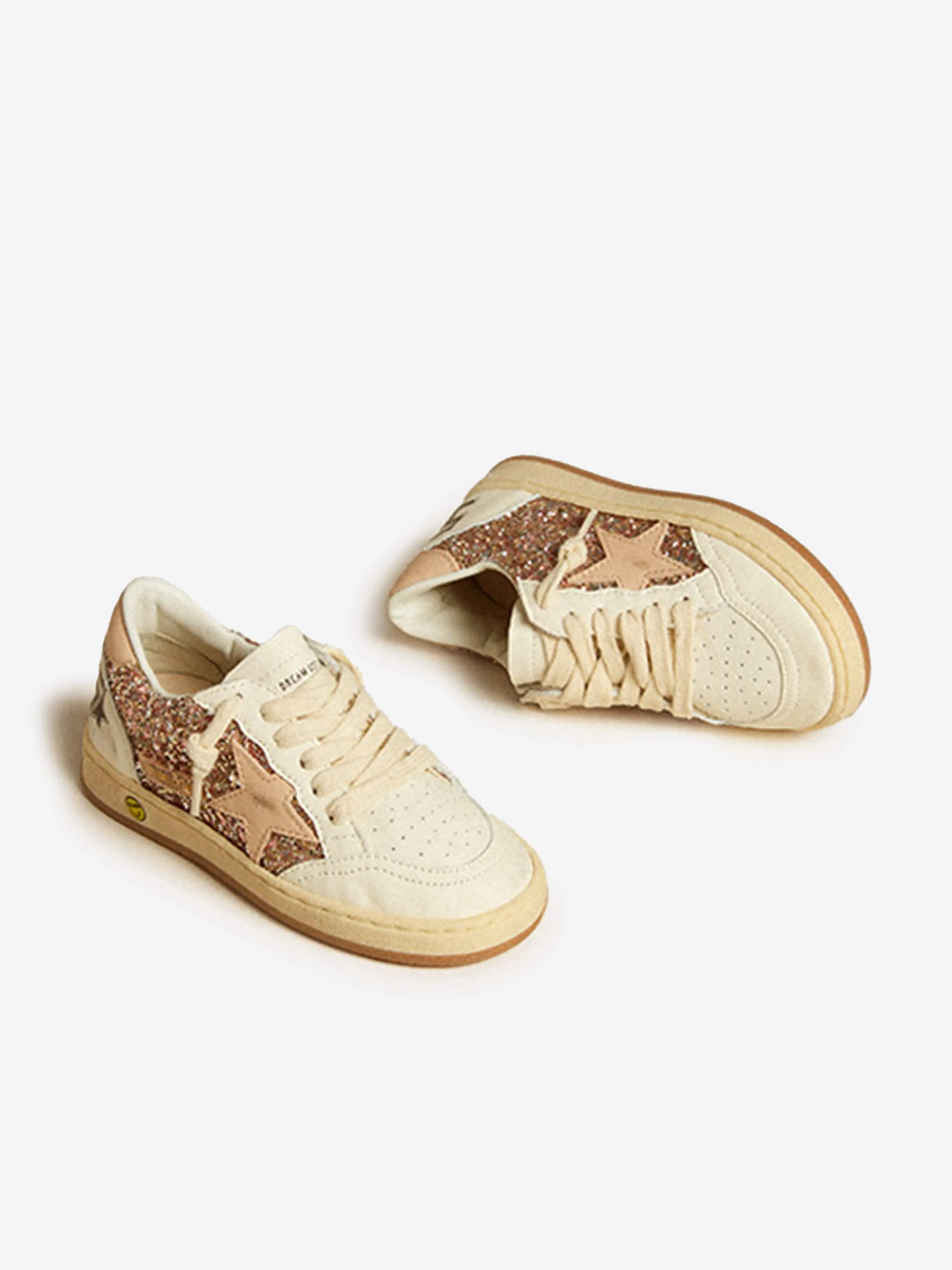 Chaussures de sport Ballstar pailletées et en cuir pour filles en rose