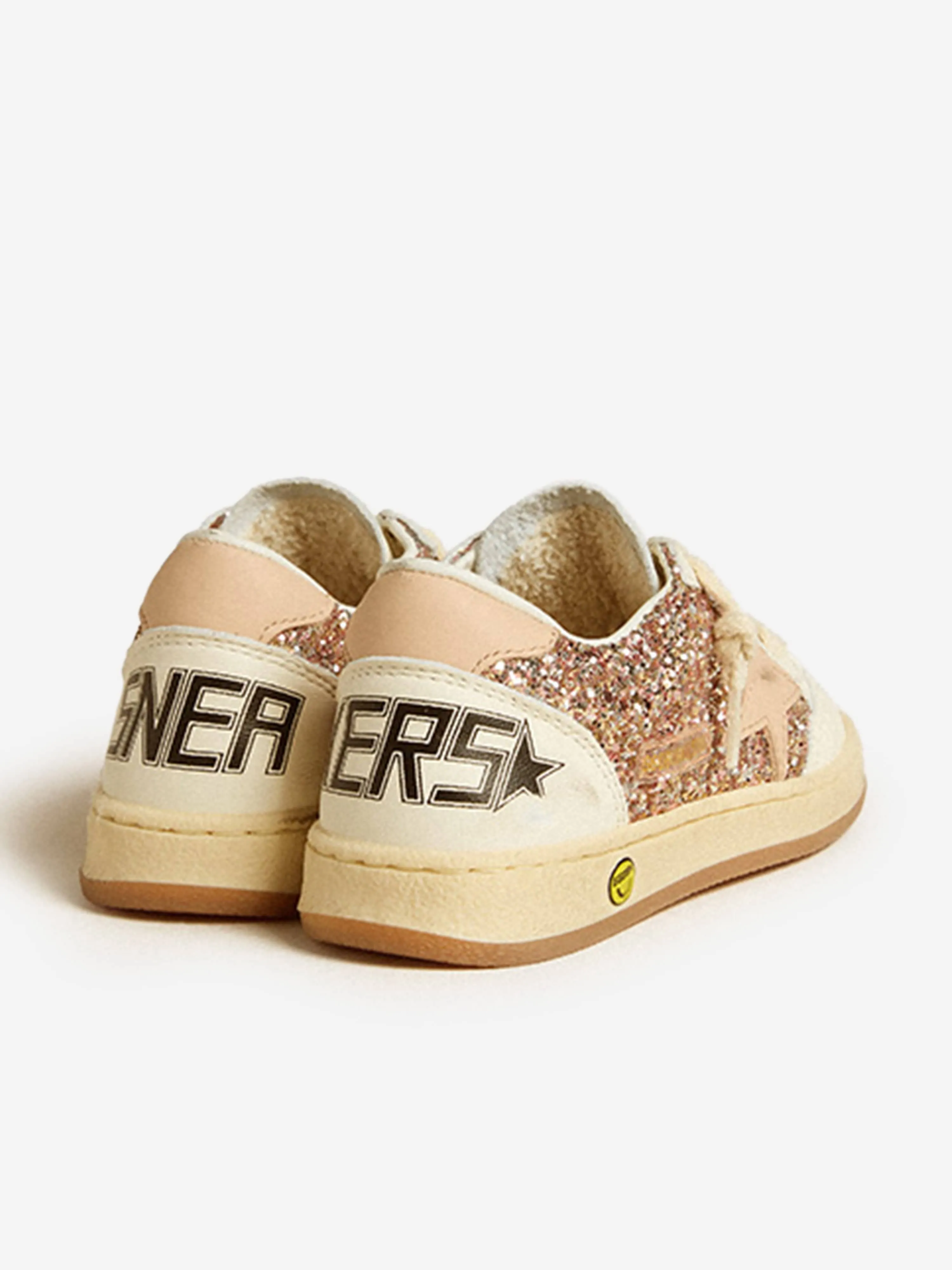 Chaussures de sport Ballstar pailletées et en cuir pour filles en rose