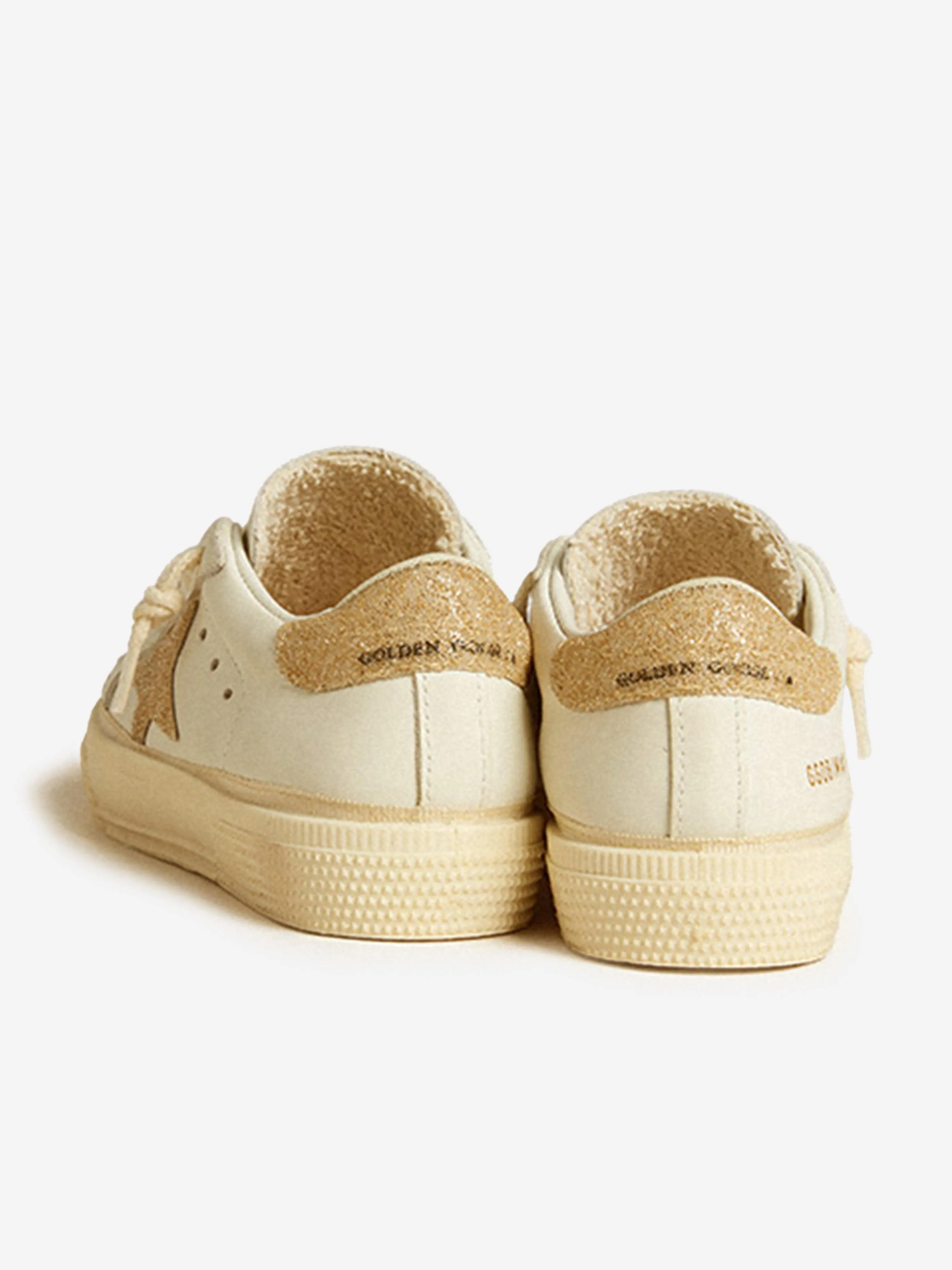 Baskets étoile en cuir et cristal pour filles en blanc