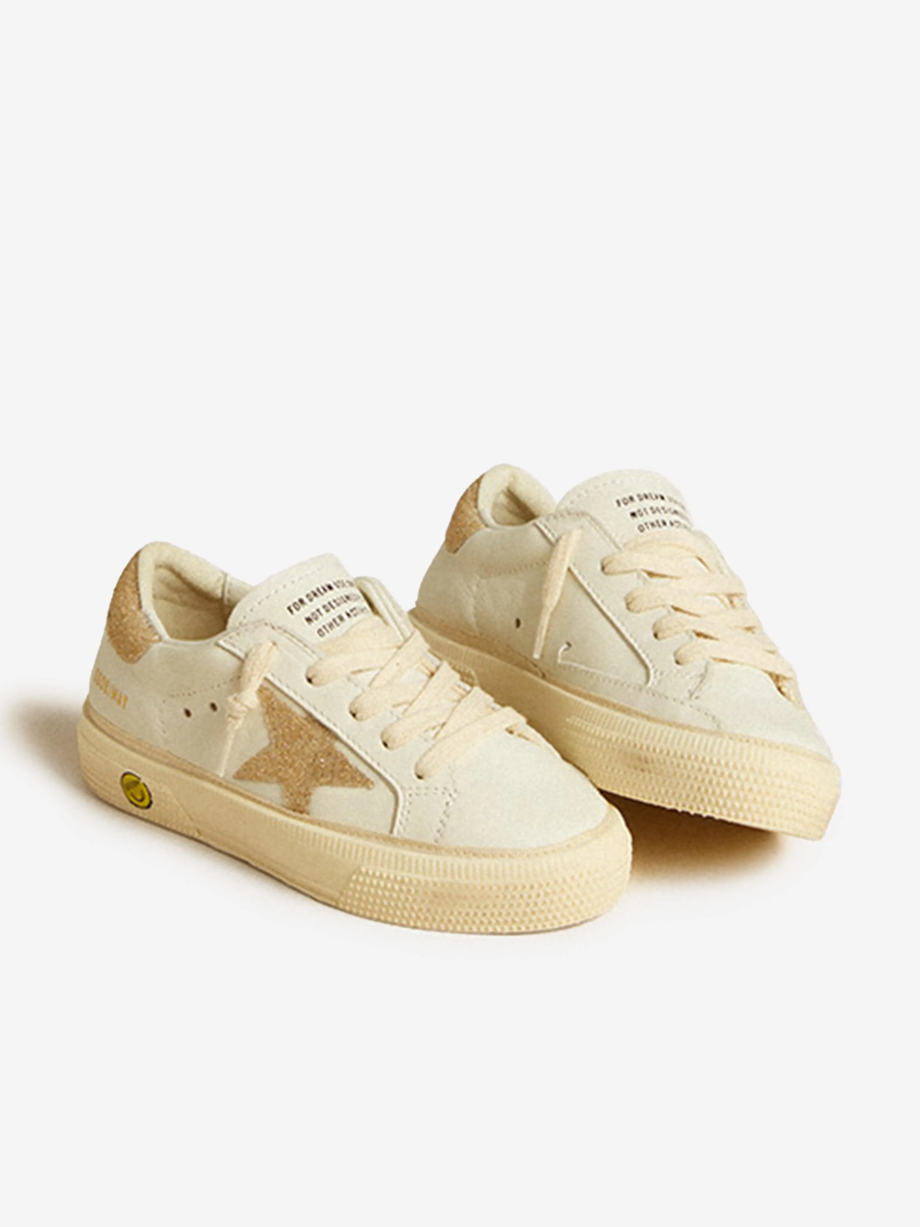 Baskets étoile en cuir et cristal pour filles en blanc