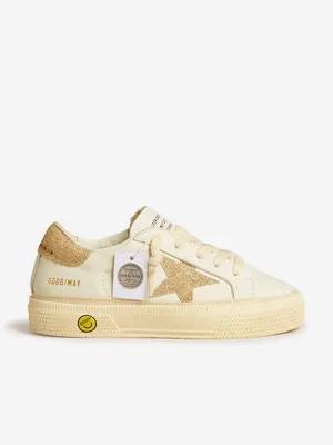 Baskets étoile en cuir et cristal pour filles en blanc