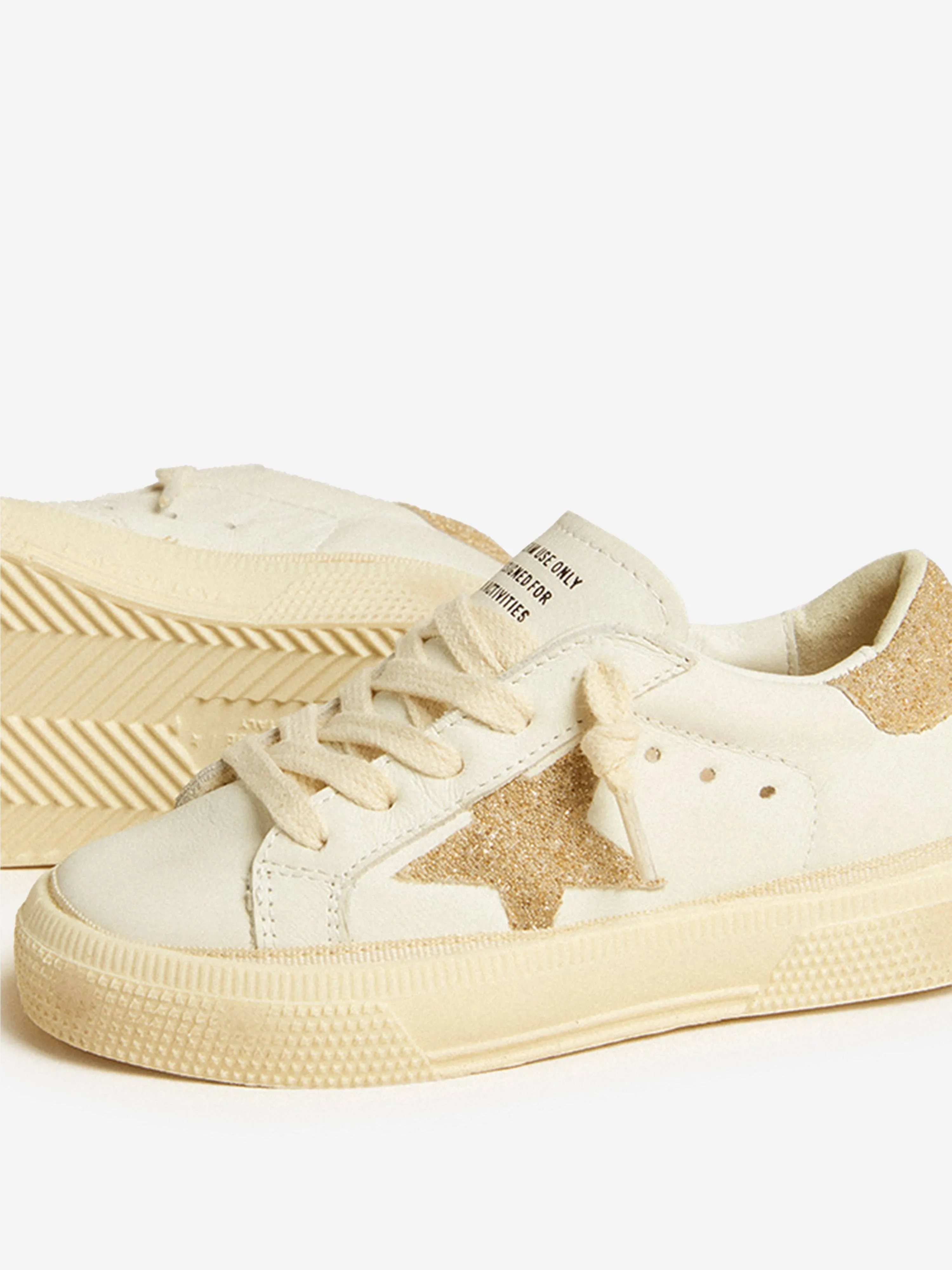 Baskets étoile en cuir et cristal pour filles en blanc