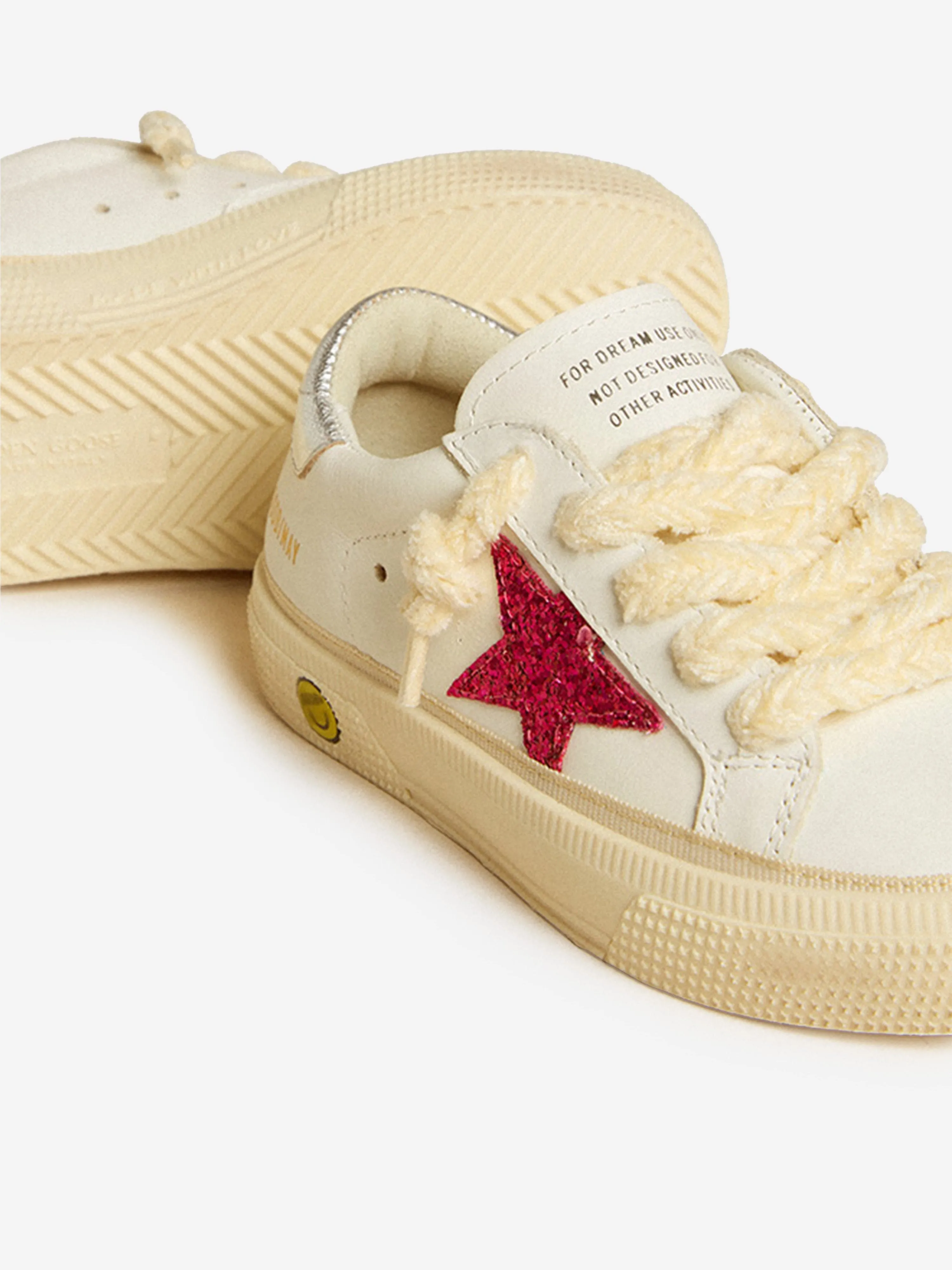 Baskets étoiles en cuir et paillettes pour filles en blanc