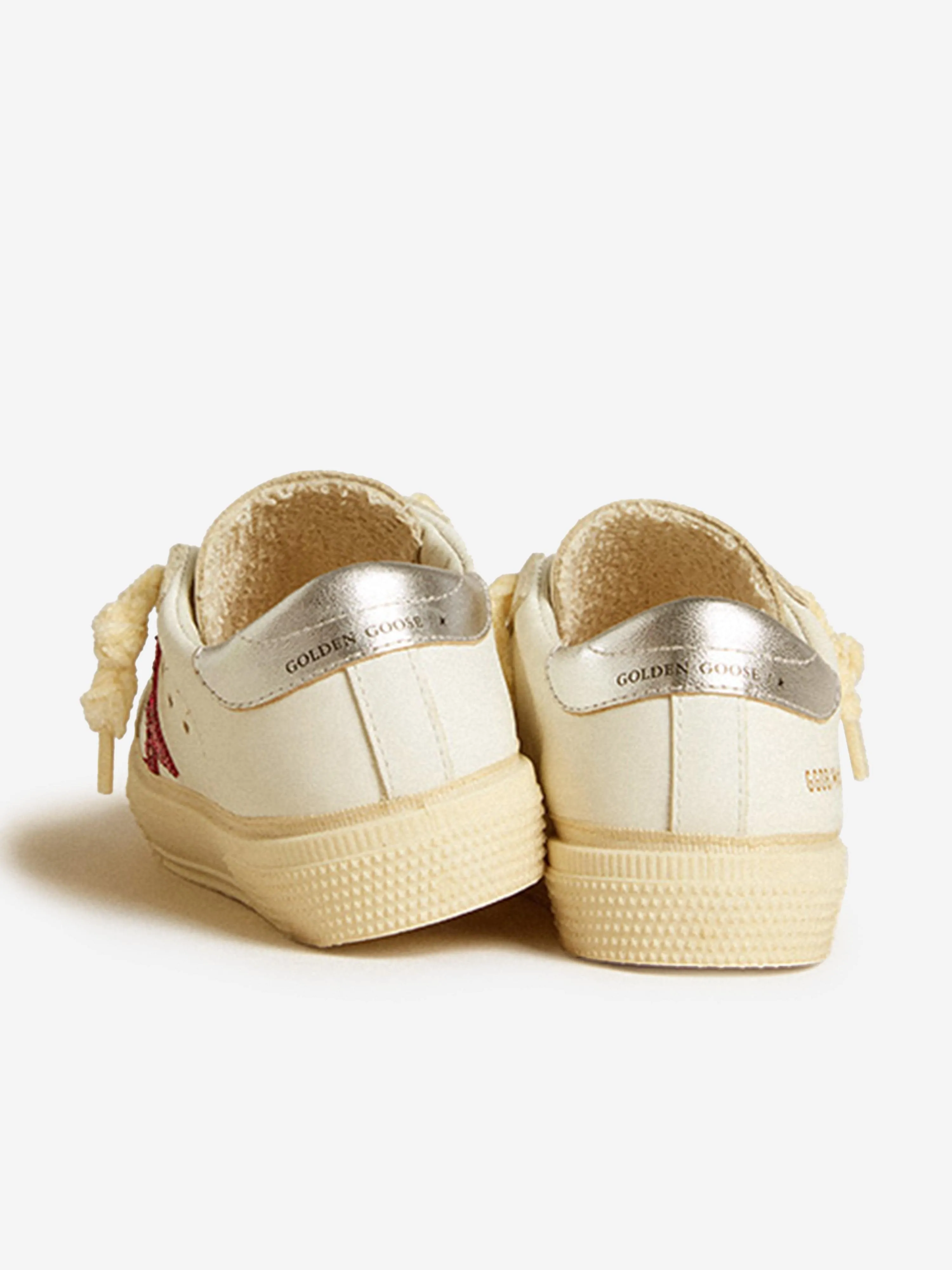 Baskets étoiles en cuir et paillettes pour filles en blanc