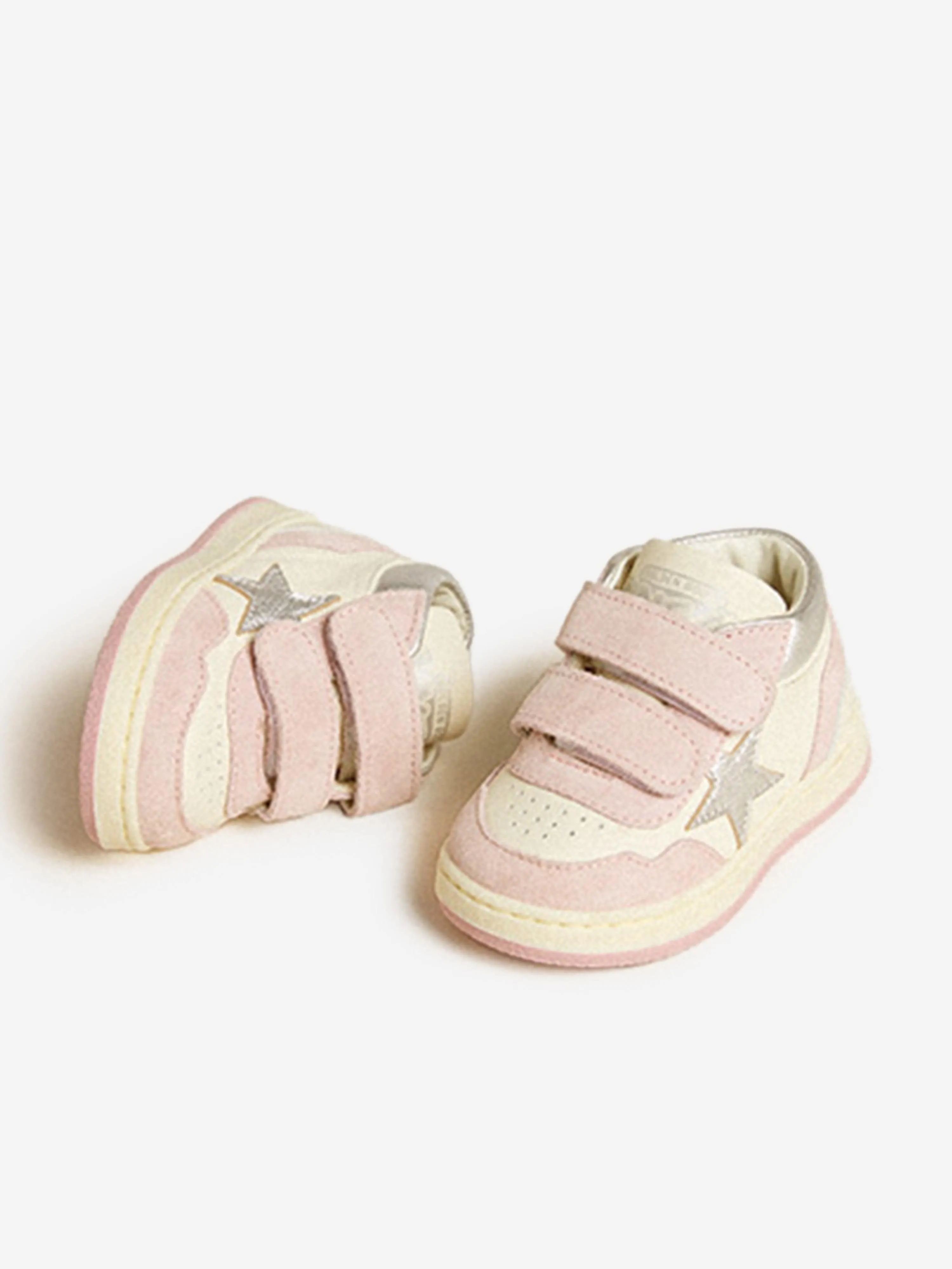 Baskets étoilées en cuir et daim pour filles en blanc - Juin