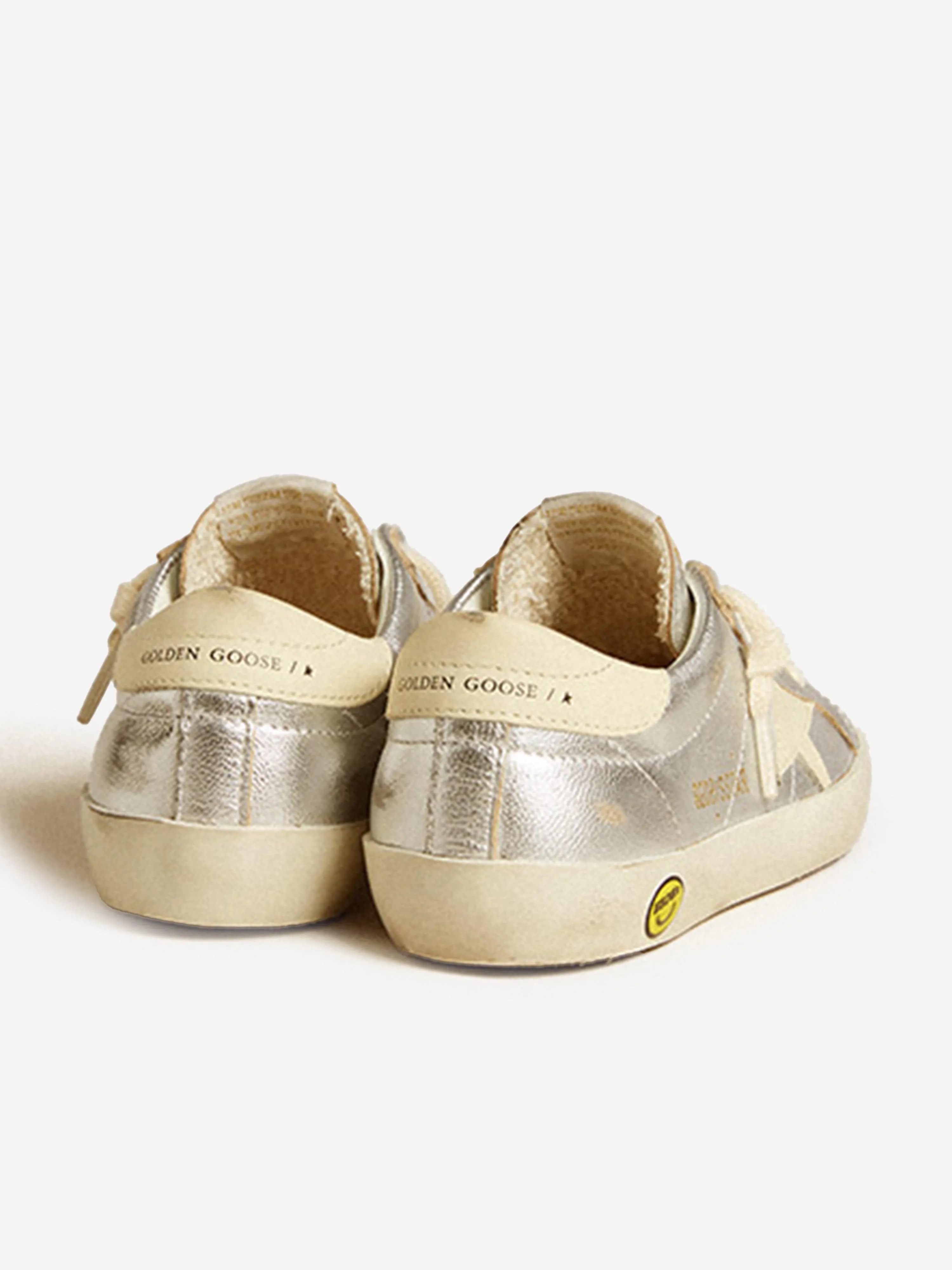 Baskets Super-Star en cuir laminé argenté pour filles