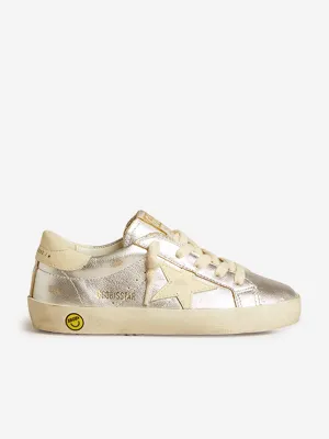 Baskets Super-Star en cuir laminé argenté pour filles