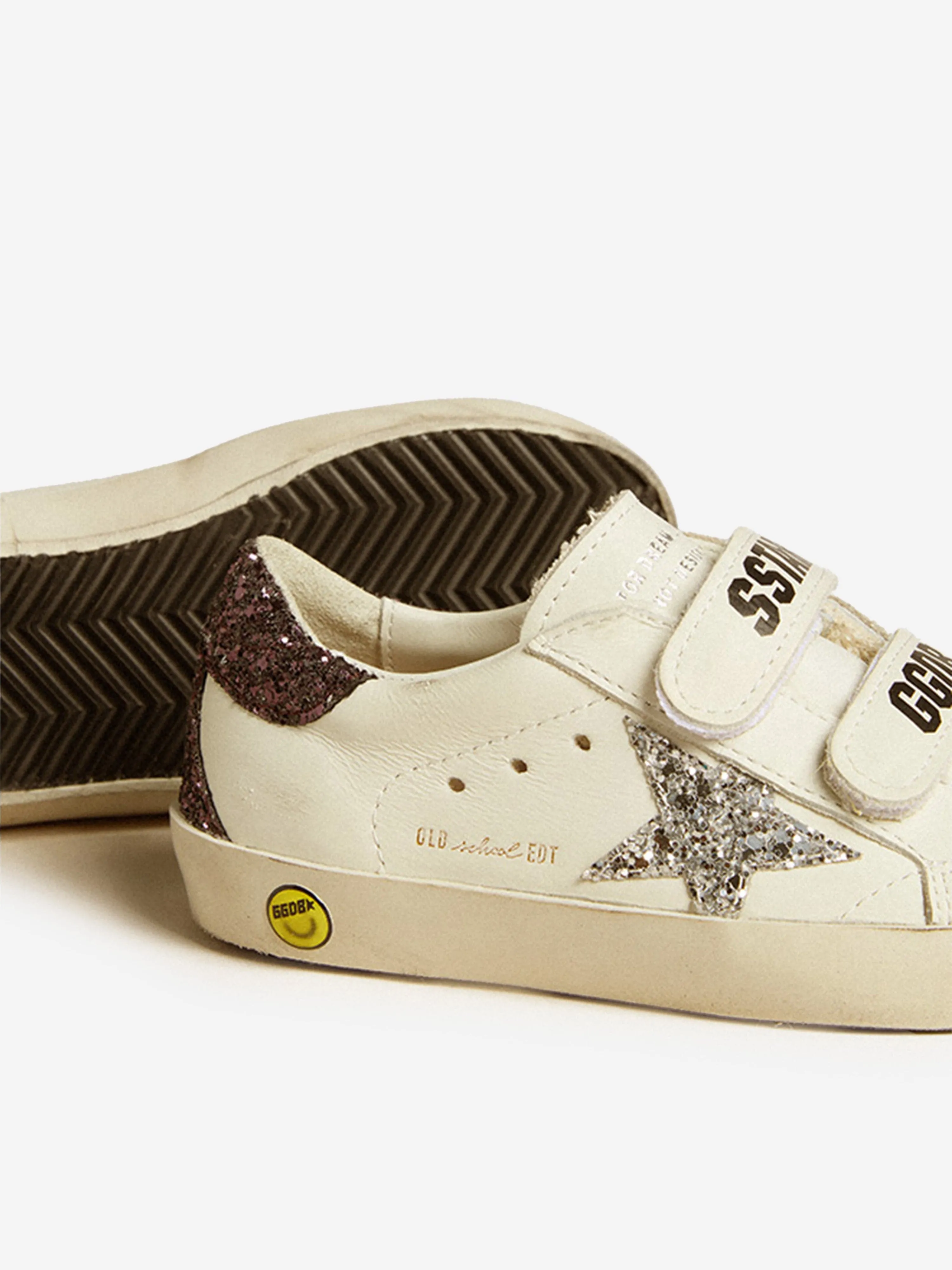 Baskets Classiques Old School en Cuir pour Filles en Blanc