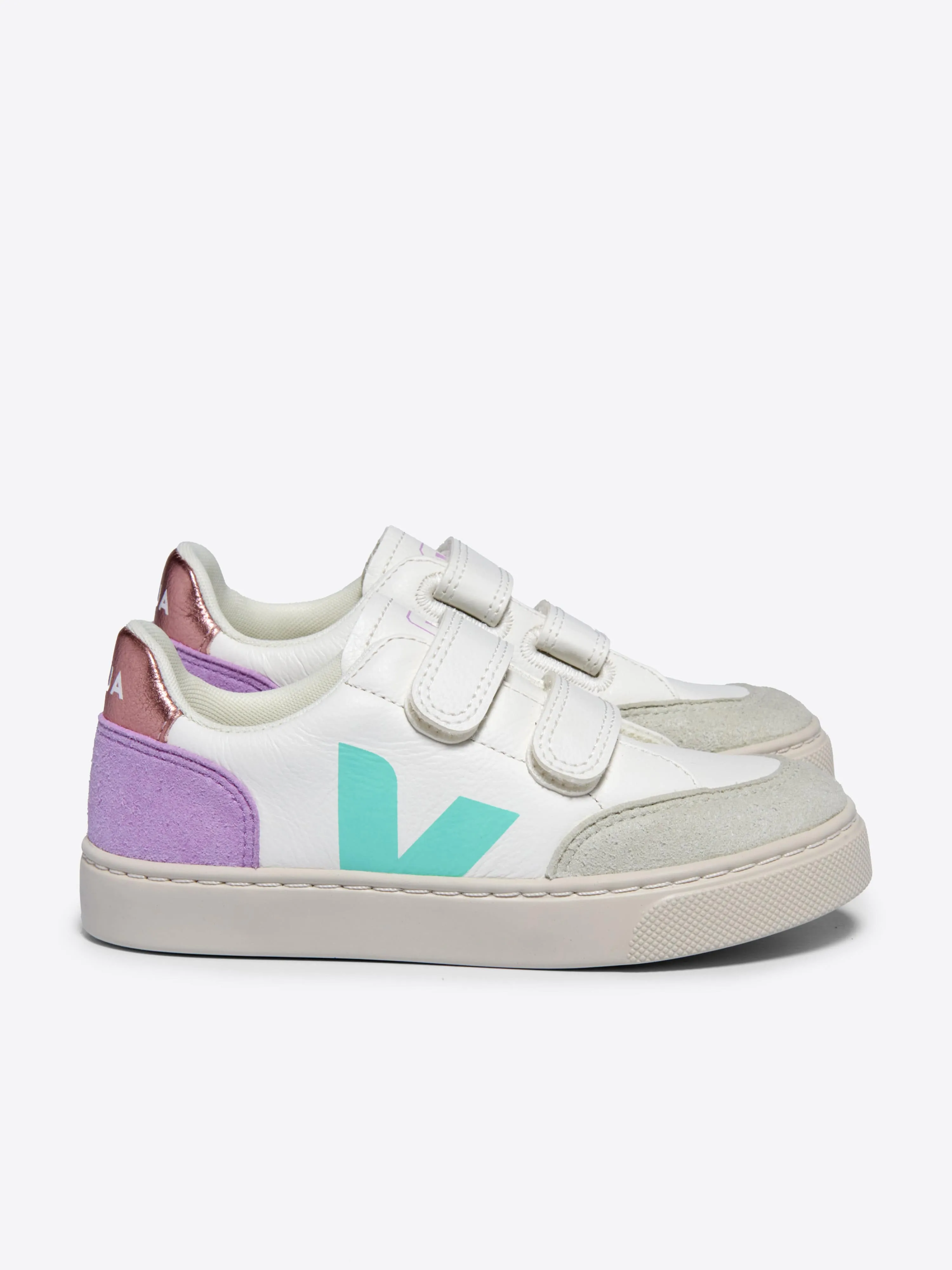 Baskets en cuir V-12 pour filles en blanc