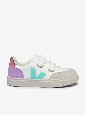 Baskets en cuir V-12 pour filles en blanc