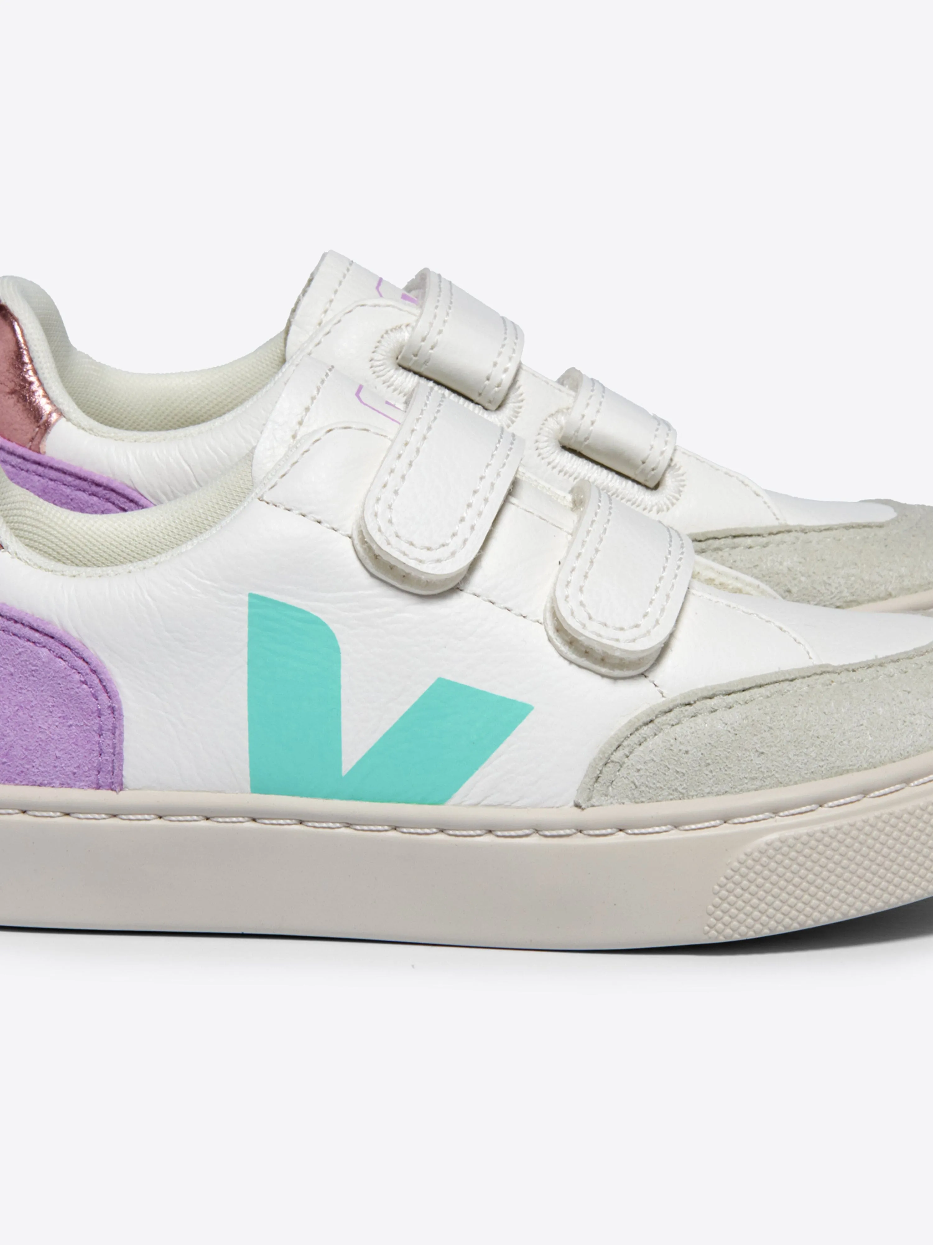 Baskets en cuir V-12 pour filles en blanc