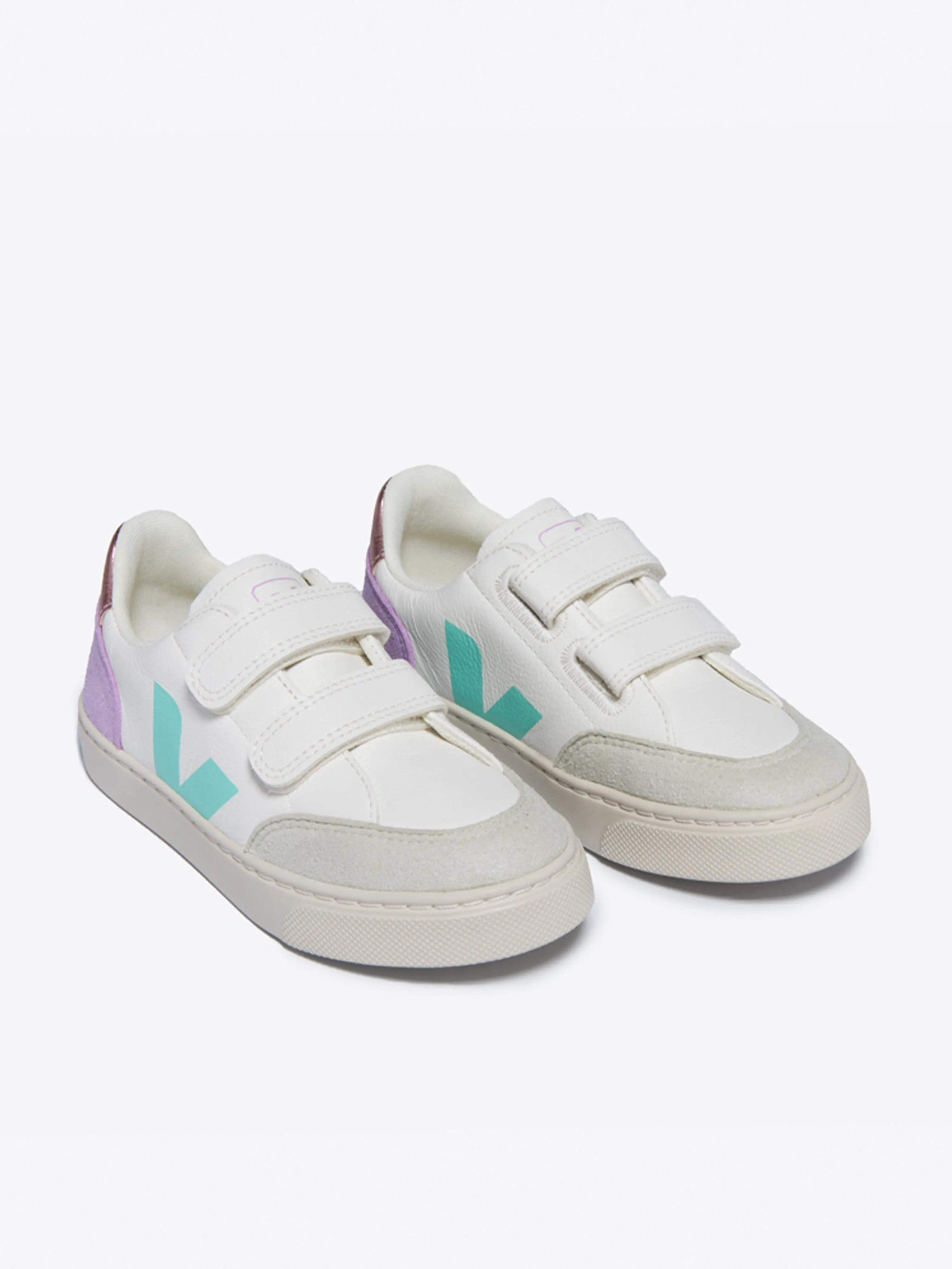 Baskets en cuir V-12 pour filles en blanc