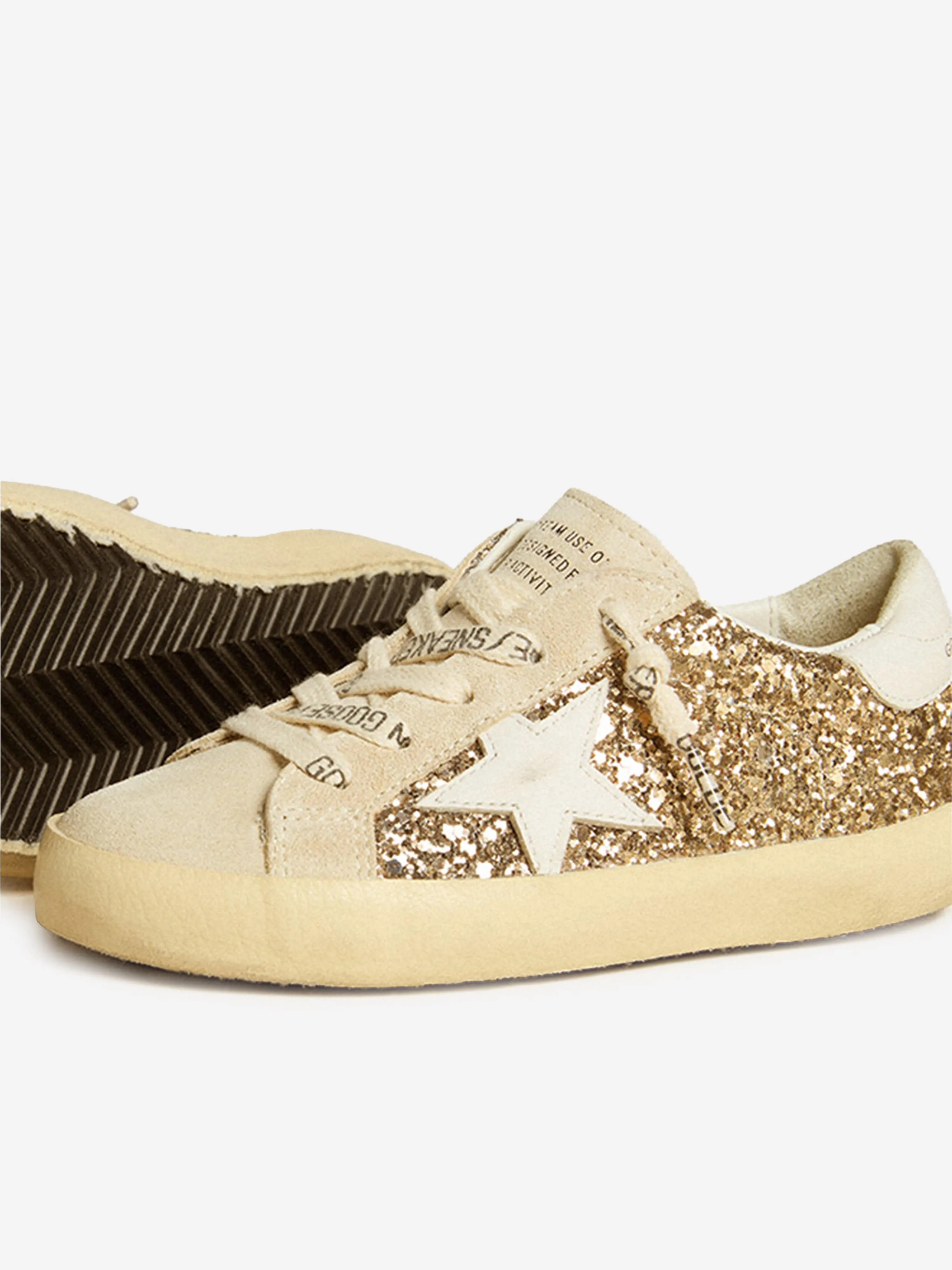 Baskets Pailletées Super-Star pour Filles en Beige