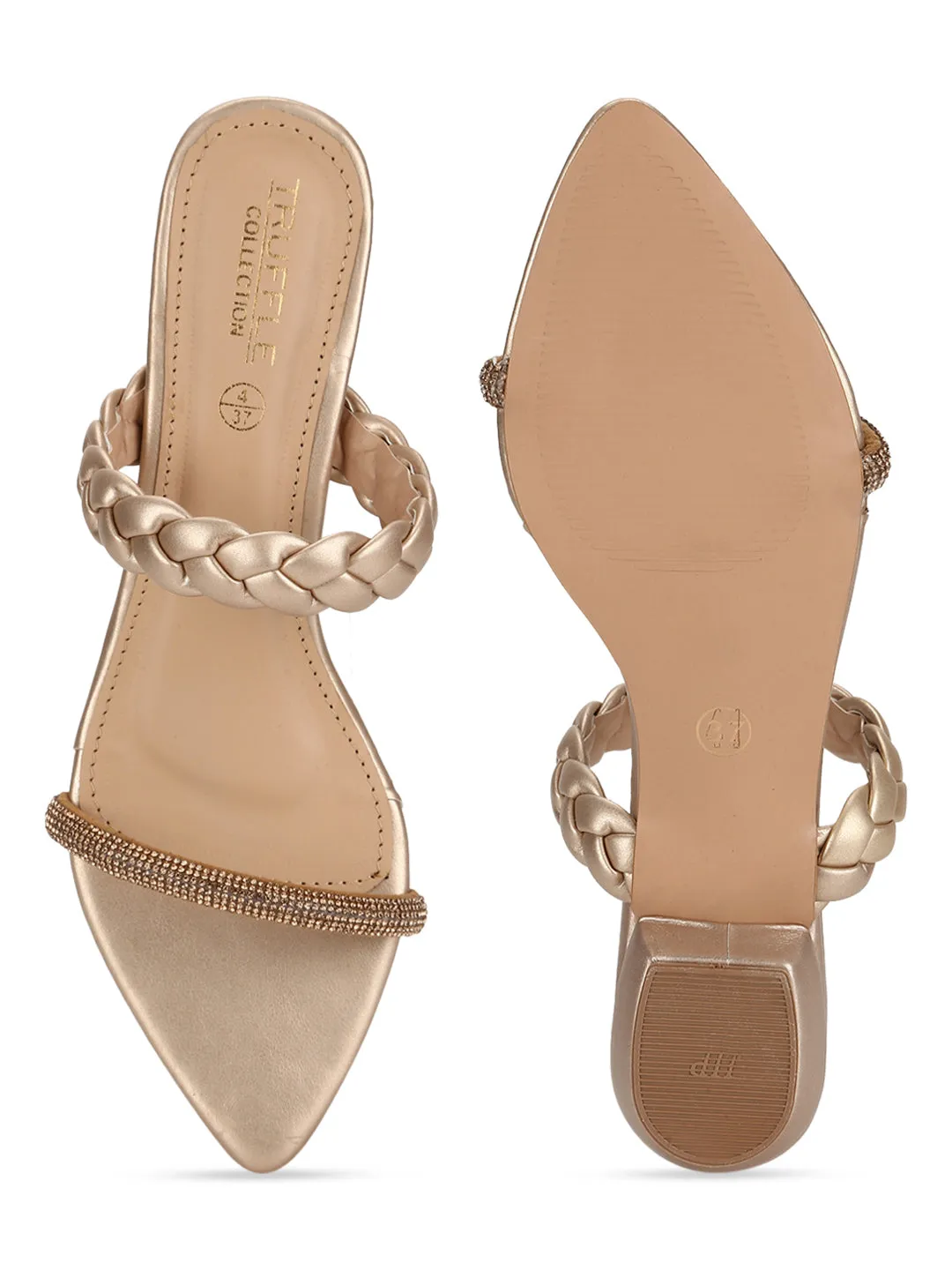 Ballerines à bouts pointus en tresse PU or (TC-SLC-SF51-GLD)