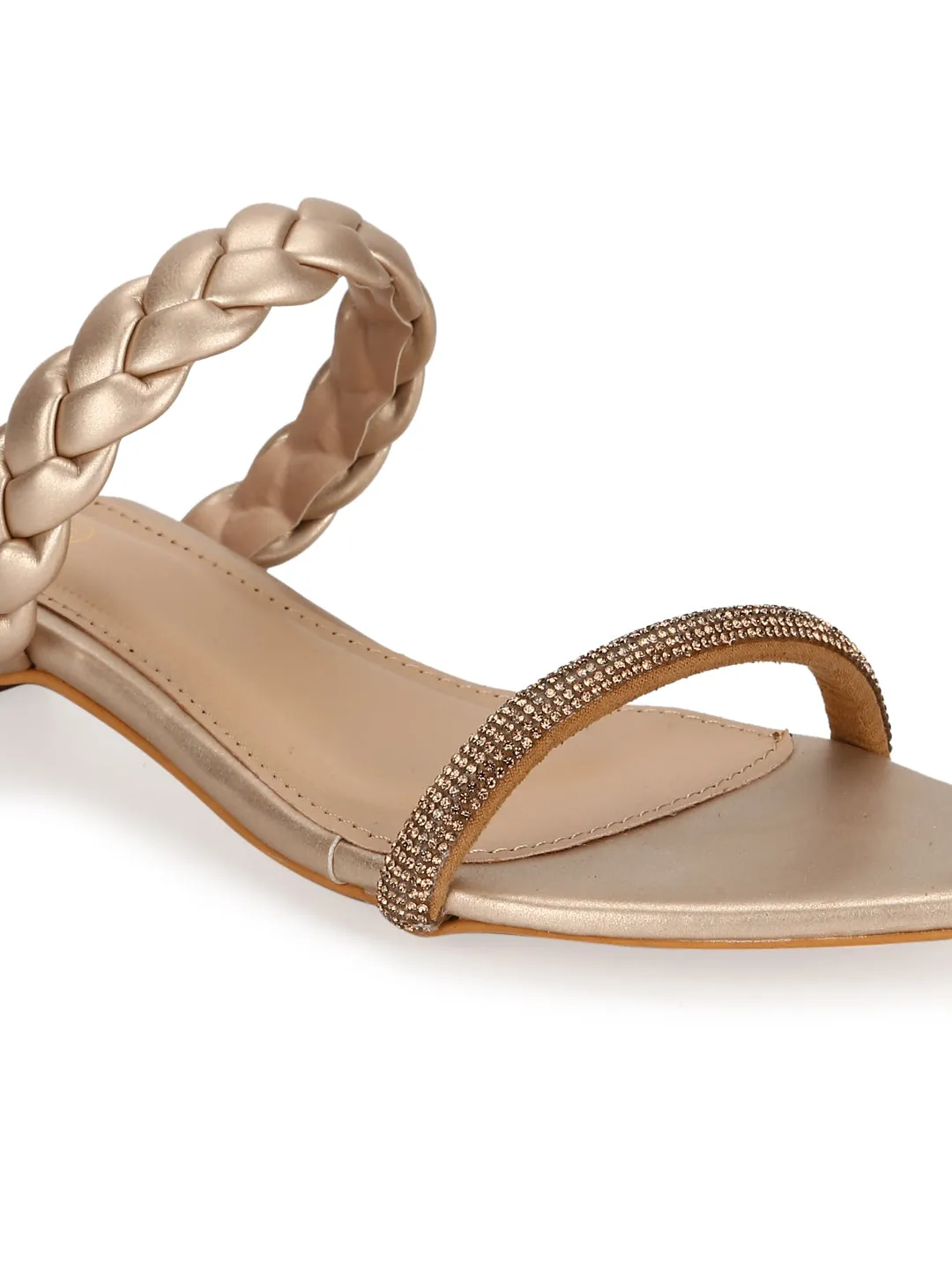 Ballerines à bouts pointus en tresse PU or (TC-SLC-SF51-GLD)