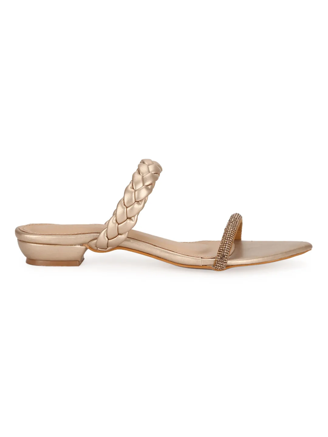 Ballerines à bouts pointus en tresse PU or (TC-SLC-SF51-GLD)