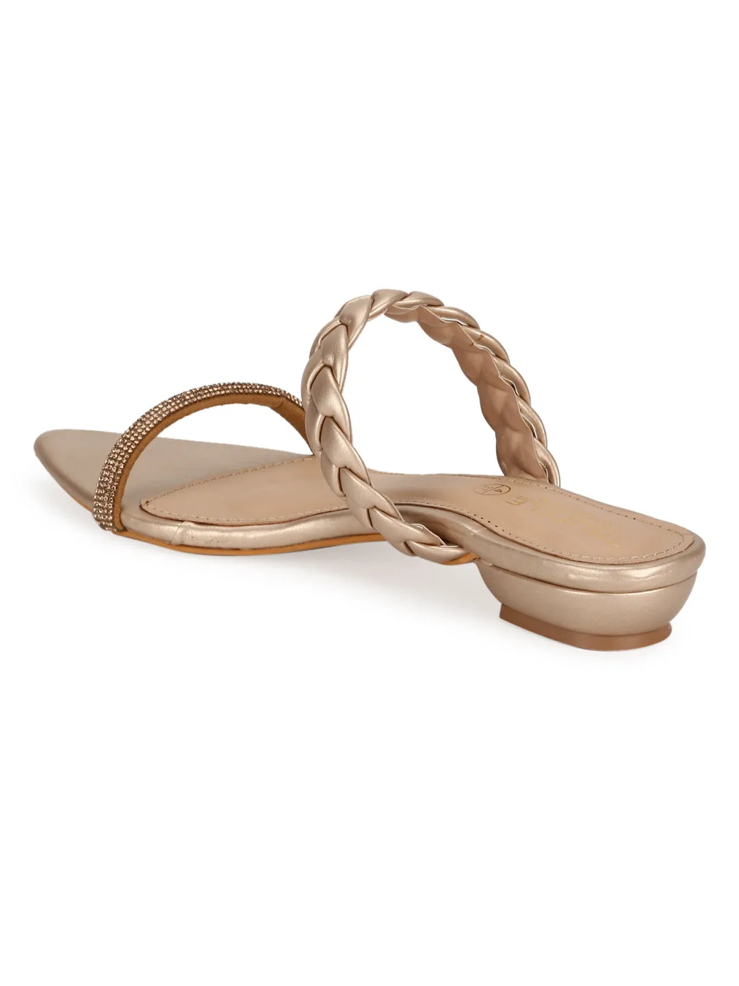 Ballerines à bouts pointus en tresse PU or (TC-SLC-SF51-GLD)