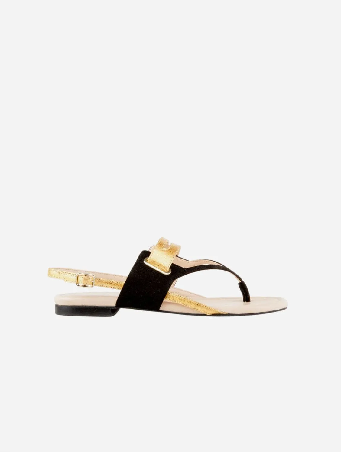 Sandales Gladiateur en Cuir Végétal Pinatex® Grace | Noir & Or