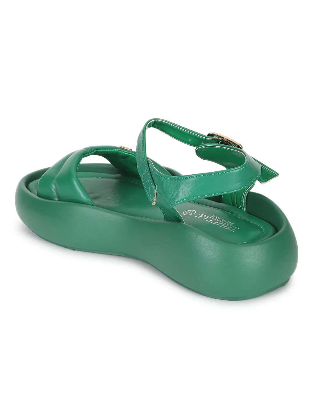 Ballerines élégantes à boucle PU verte (TC-RS3583-GRN)