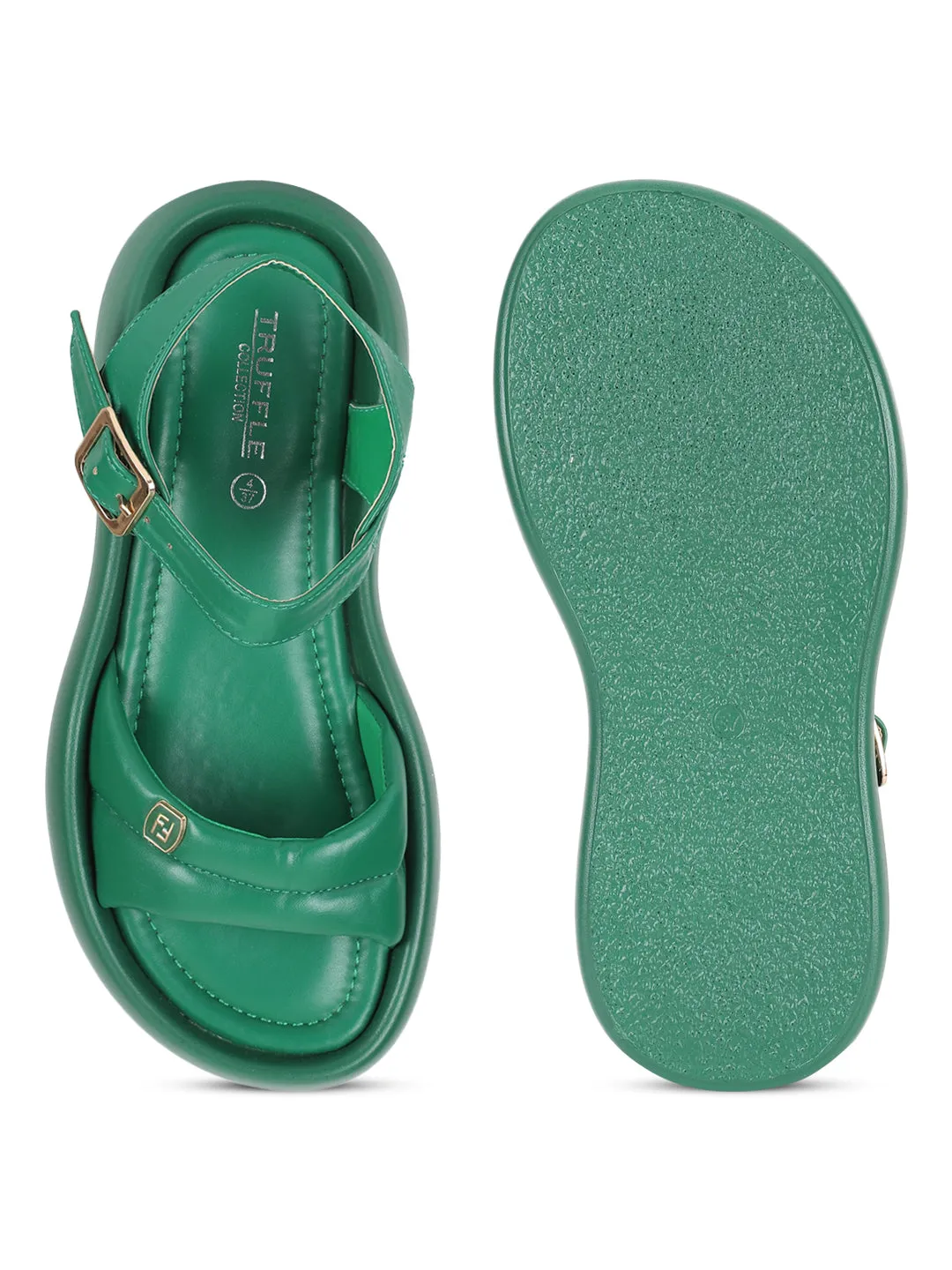 Ballerines élégantes à boucle PU verte (TC-RS3583-GRN)