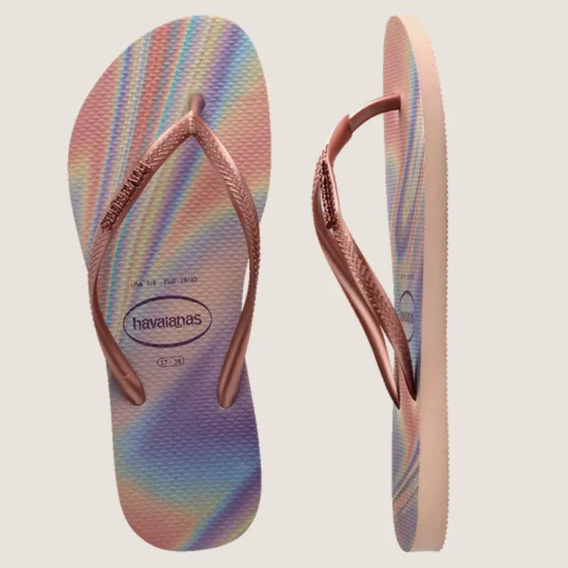 Havaianas Slim Metal Logo Iridescent Tong Shoes_Havaianas