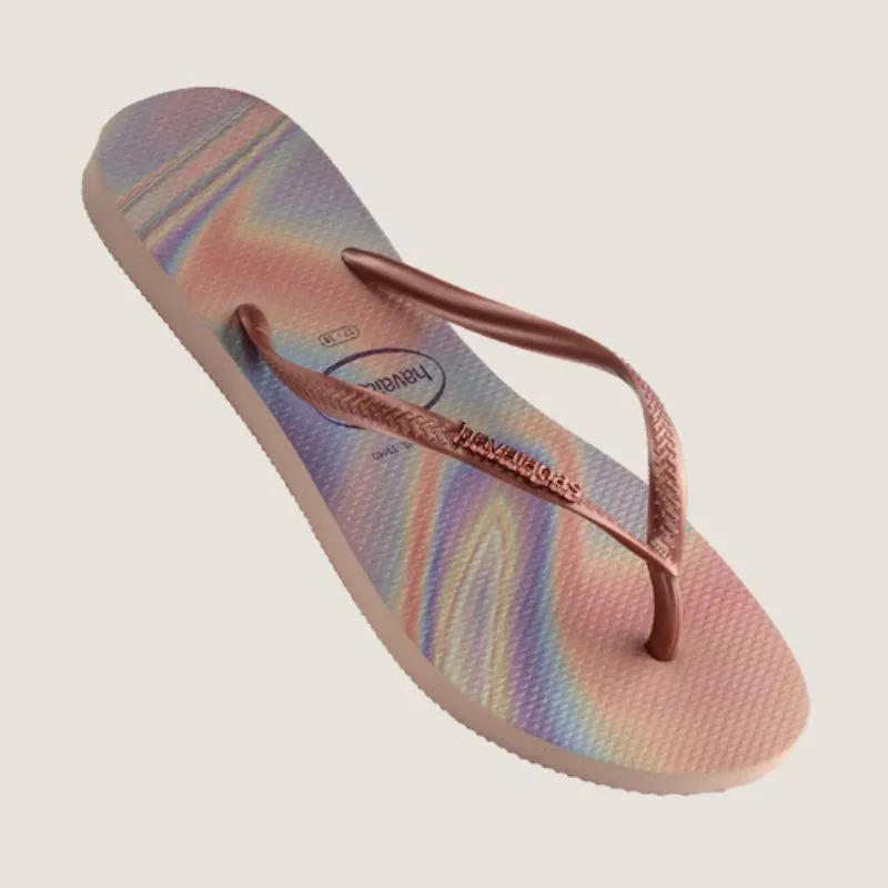 Havaianas Slim Metal Logo Iridescent Tong Shoes_Havaianas