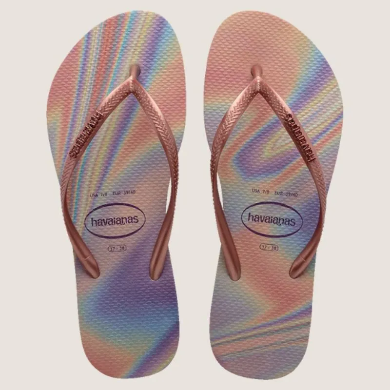 Havaianas Slim Metal Logo Iridescent Tong Shoes_Havaianas