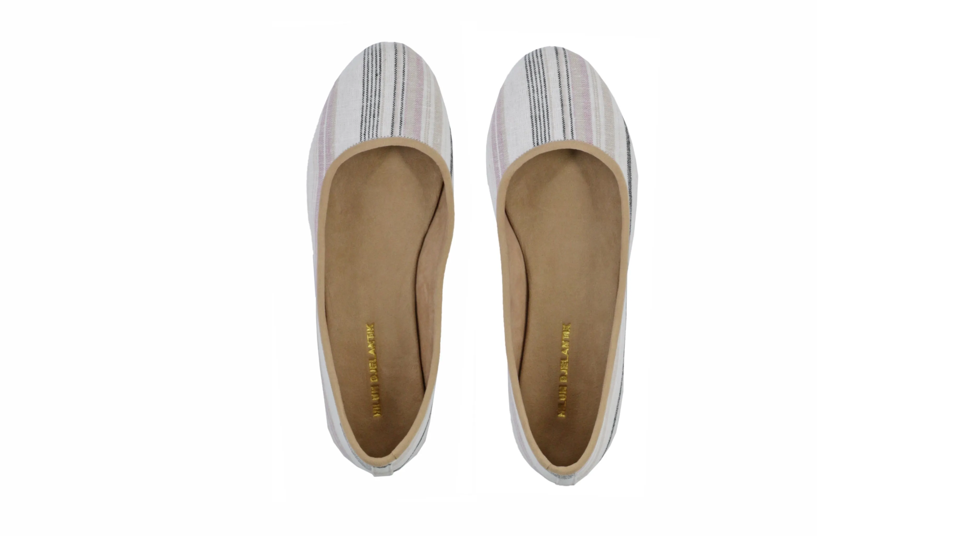 Kate 20mm Ballet - Ligne blanche et moka en lin