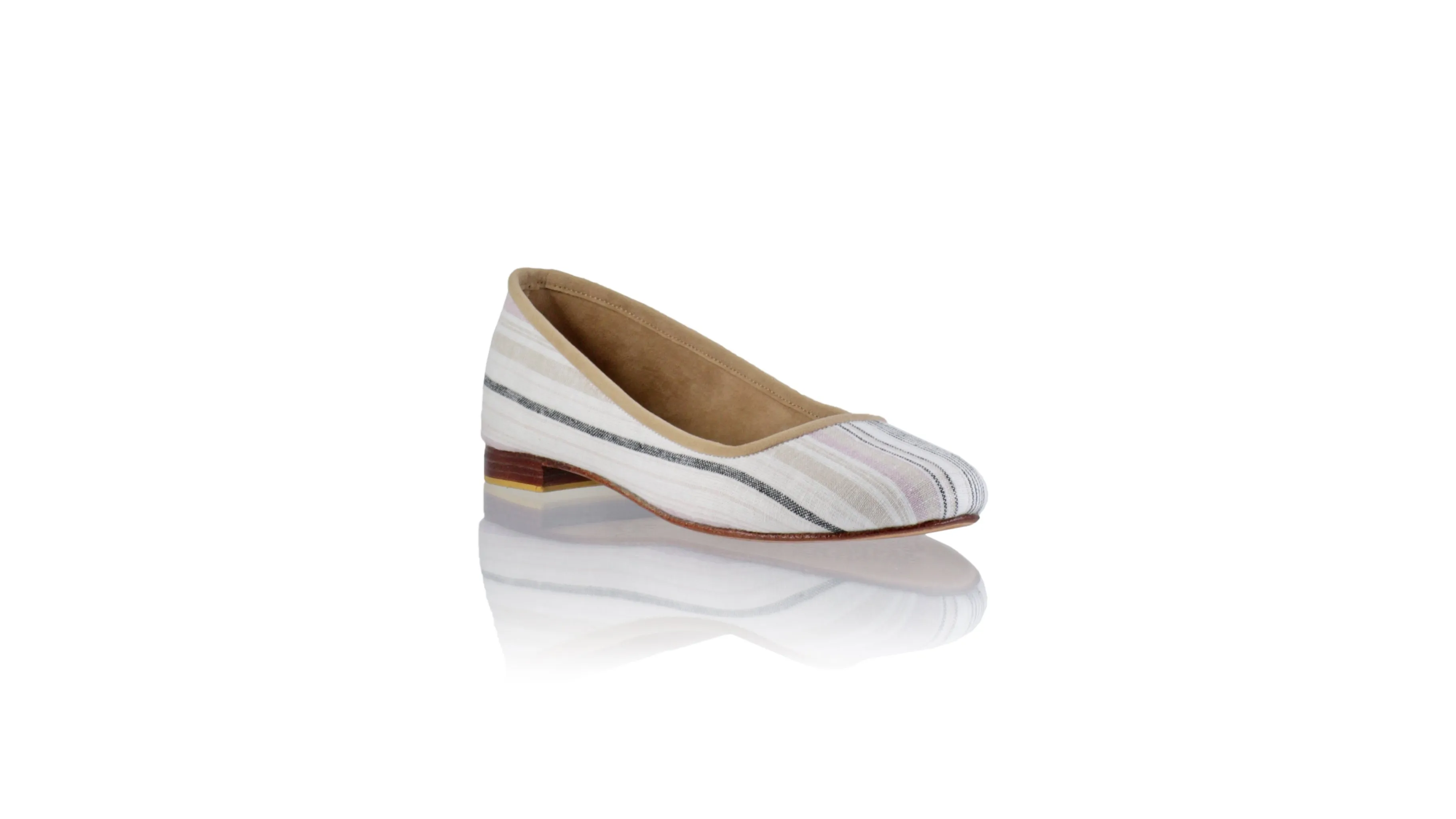 Kate 20mm Ballet - Ligne blanche et moka en lin