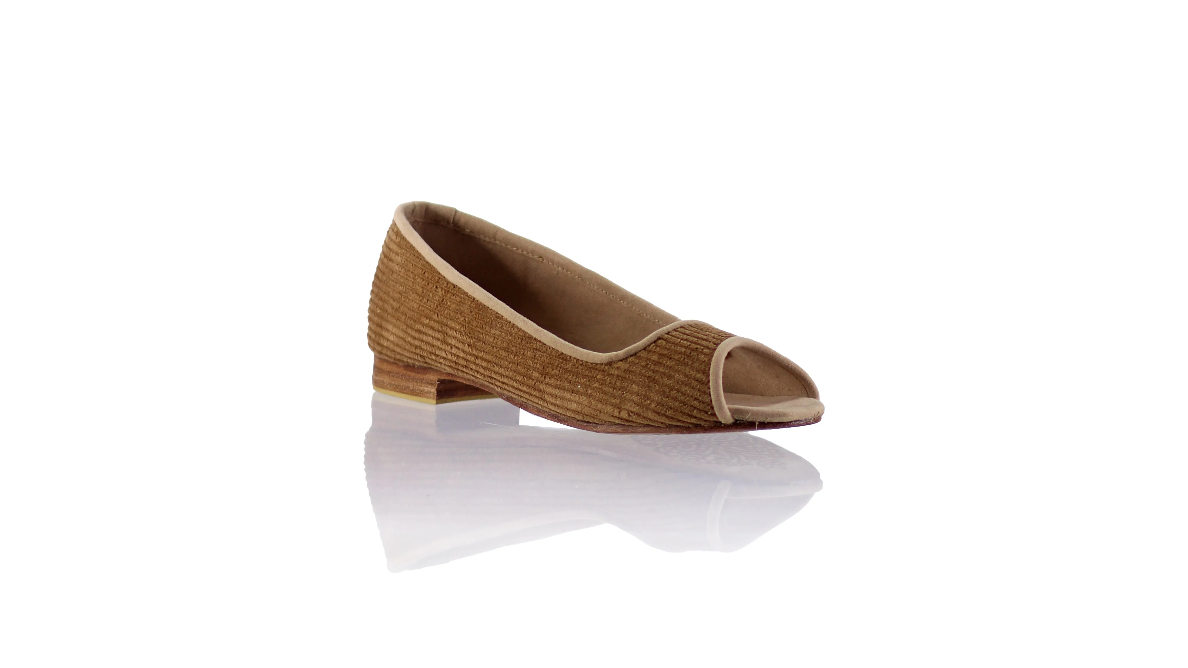 Kate Peeptoe 20mm Ballet - Velours côtelé marron