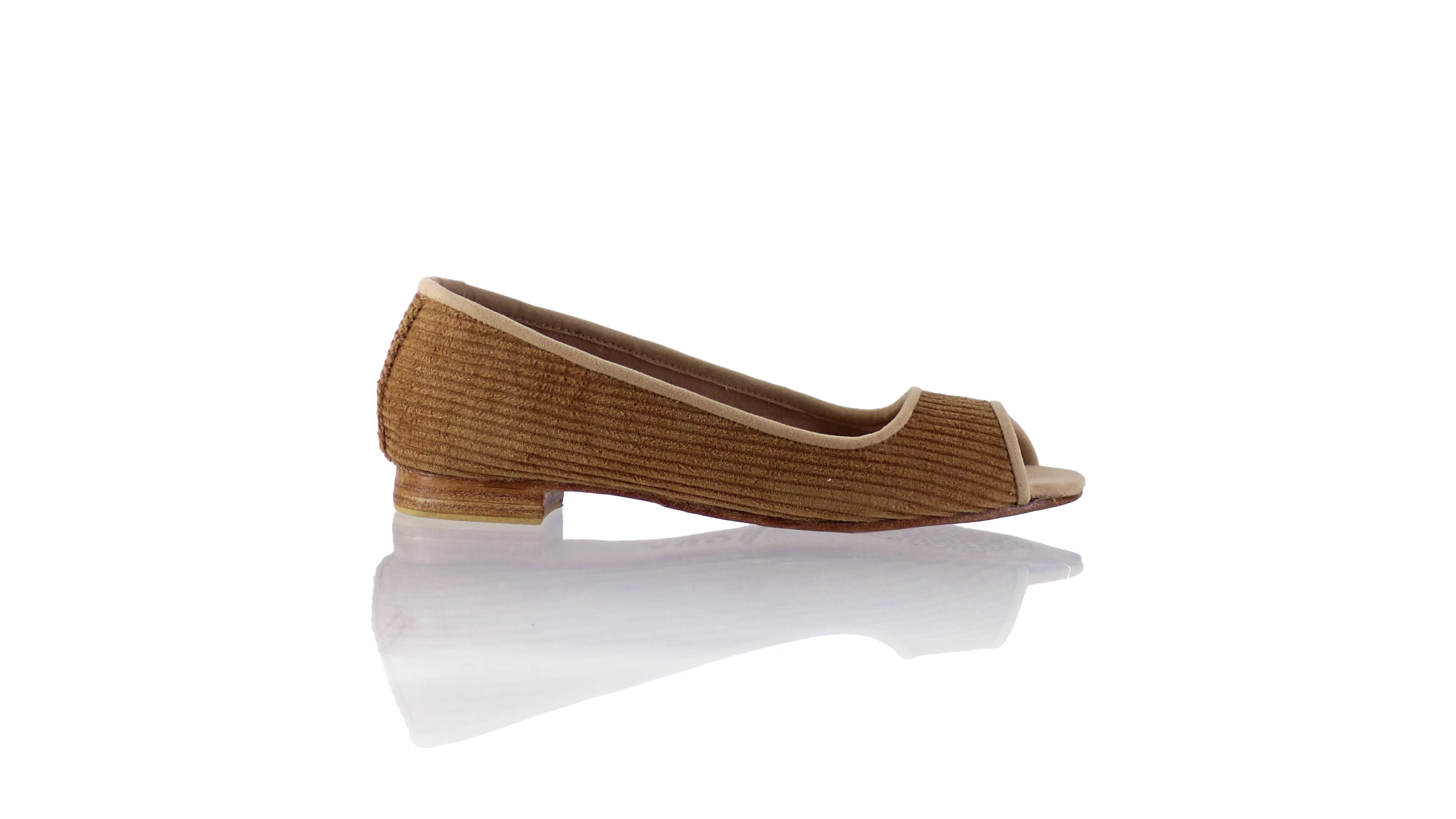 Kate Peeptoe 20mm Ballet - Velours côtelé marron