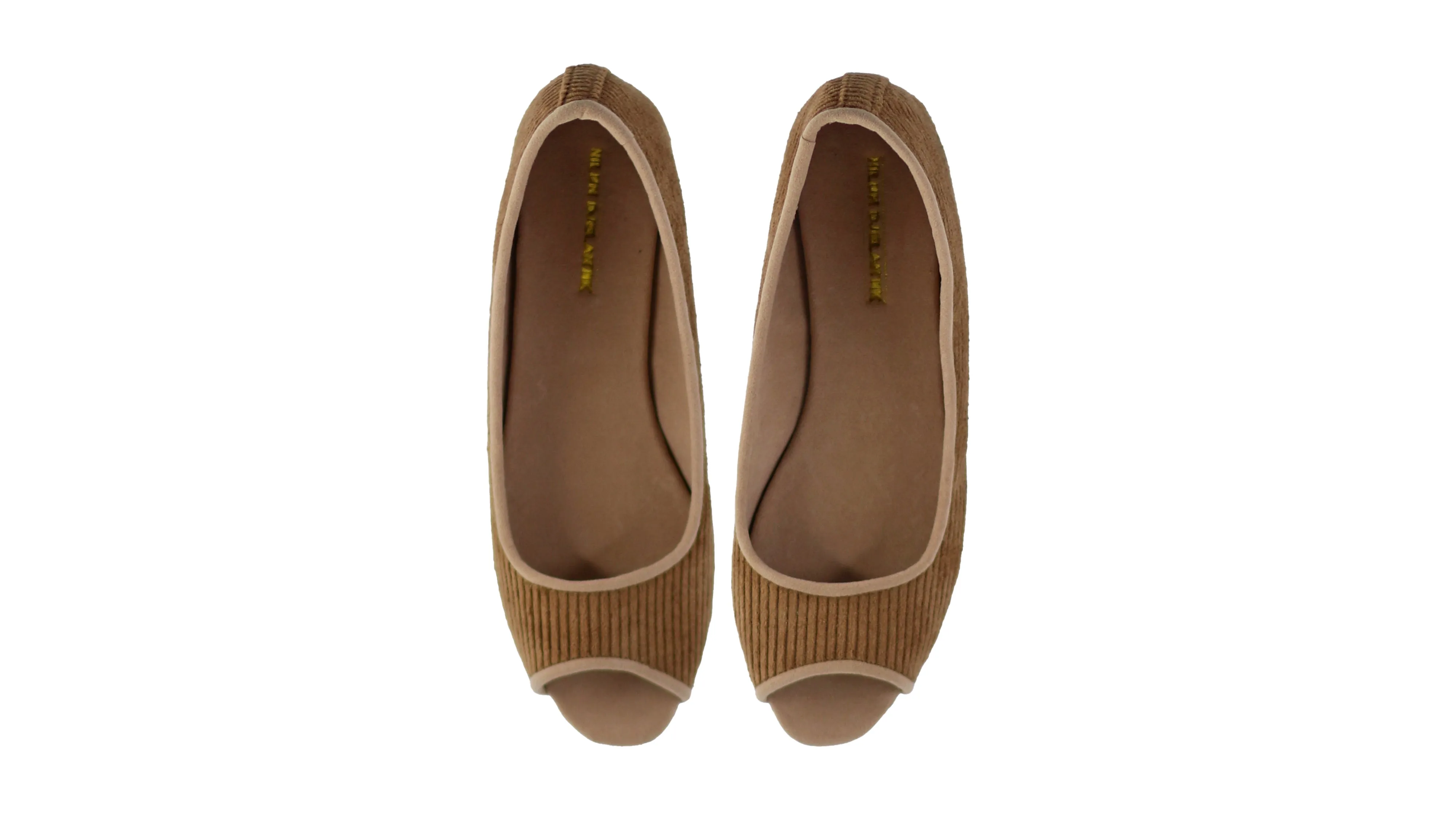 Kate Peeptoe 20mm Ballet - Velours côtelé marron