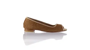 Kate Peeptoe 20mm Ballet - Velours côtelé marron