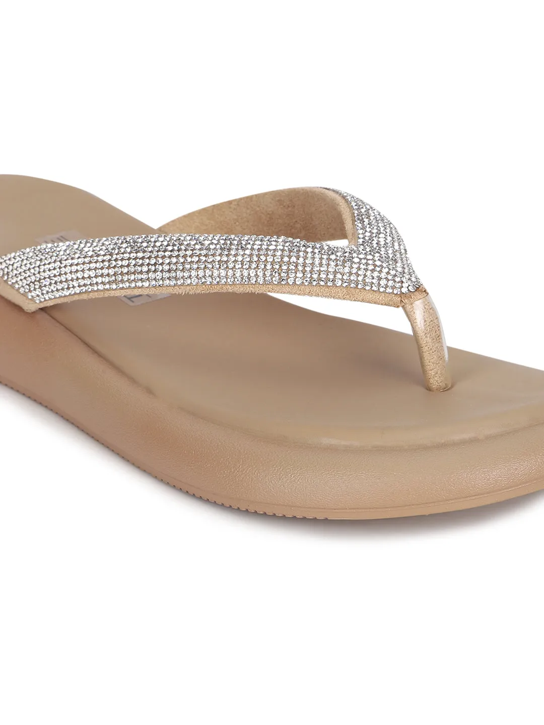 Escarpins stylés à bride T ornés en PU kaki (TC-RS3639-KHA)