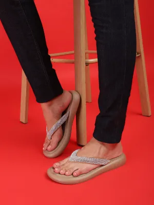 Escarpins stylés à bride T ornés en PU kaki (TC-RS3639-KHA)