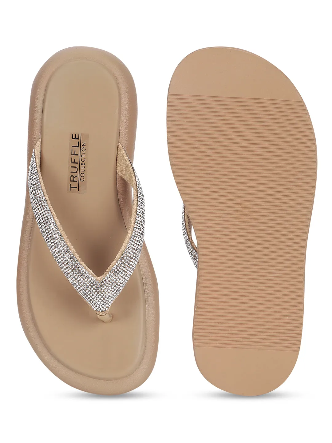 Escarpins stylés à bride T ornés en PU kaki (TC-RS3639-KHA)