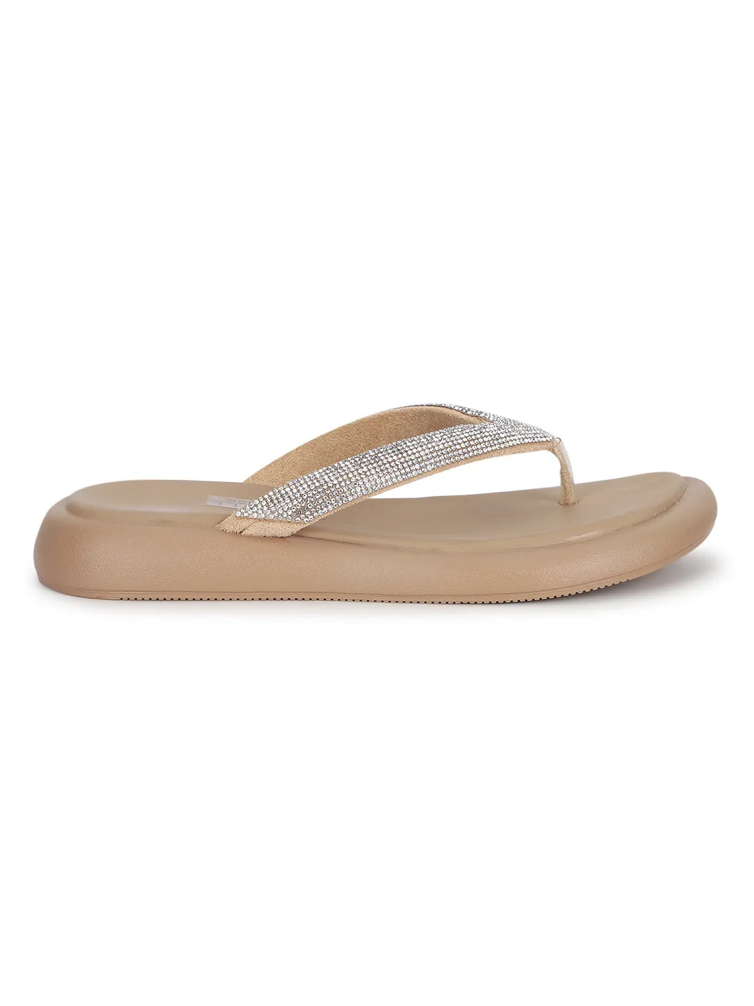 Escarpins stylés à bride T ornés en PU kaki (TC-RS3639-KHA)