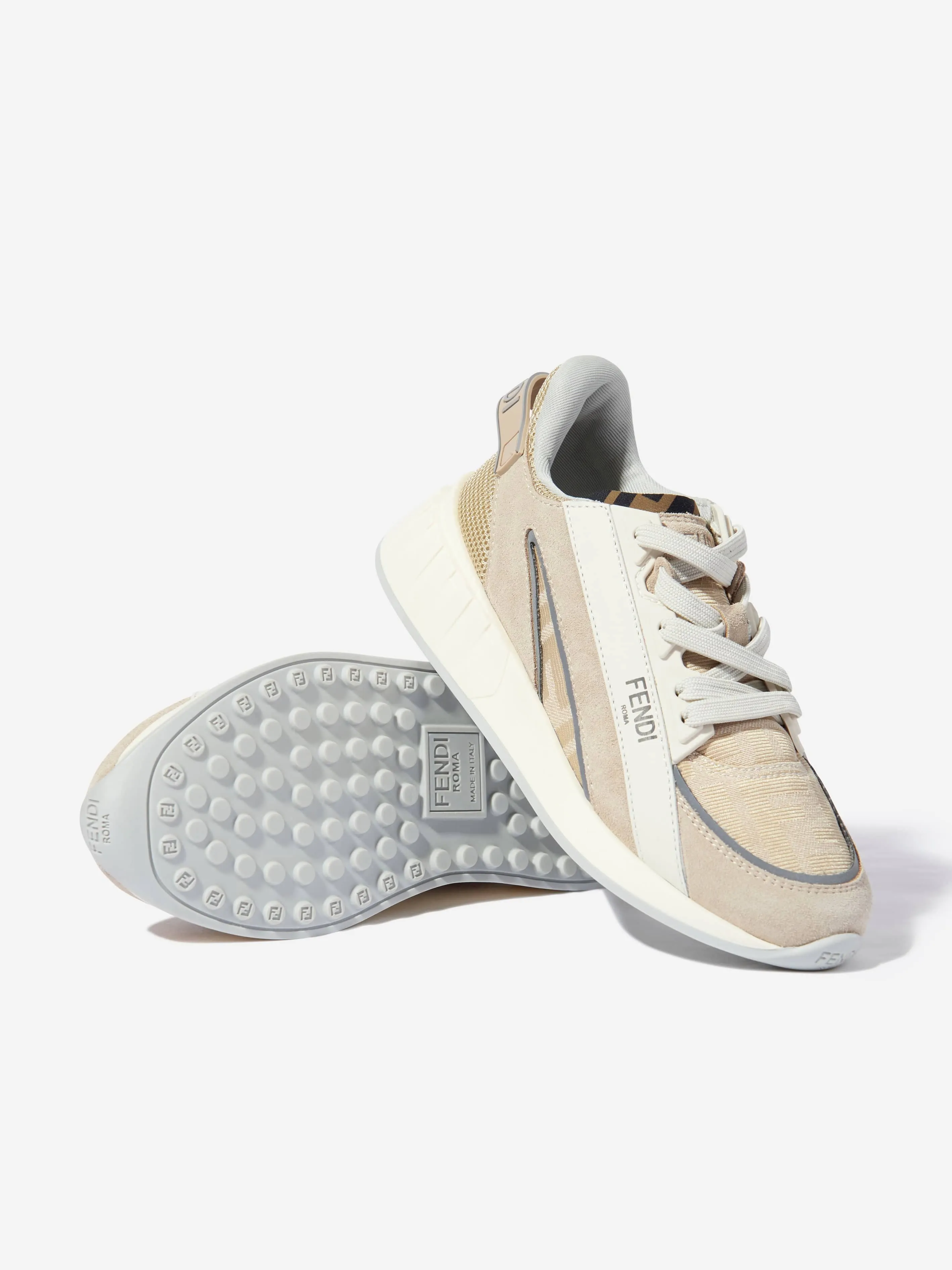 Baskets Jacquard Logo FF pour Enfants en Beige